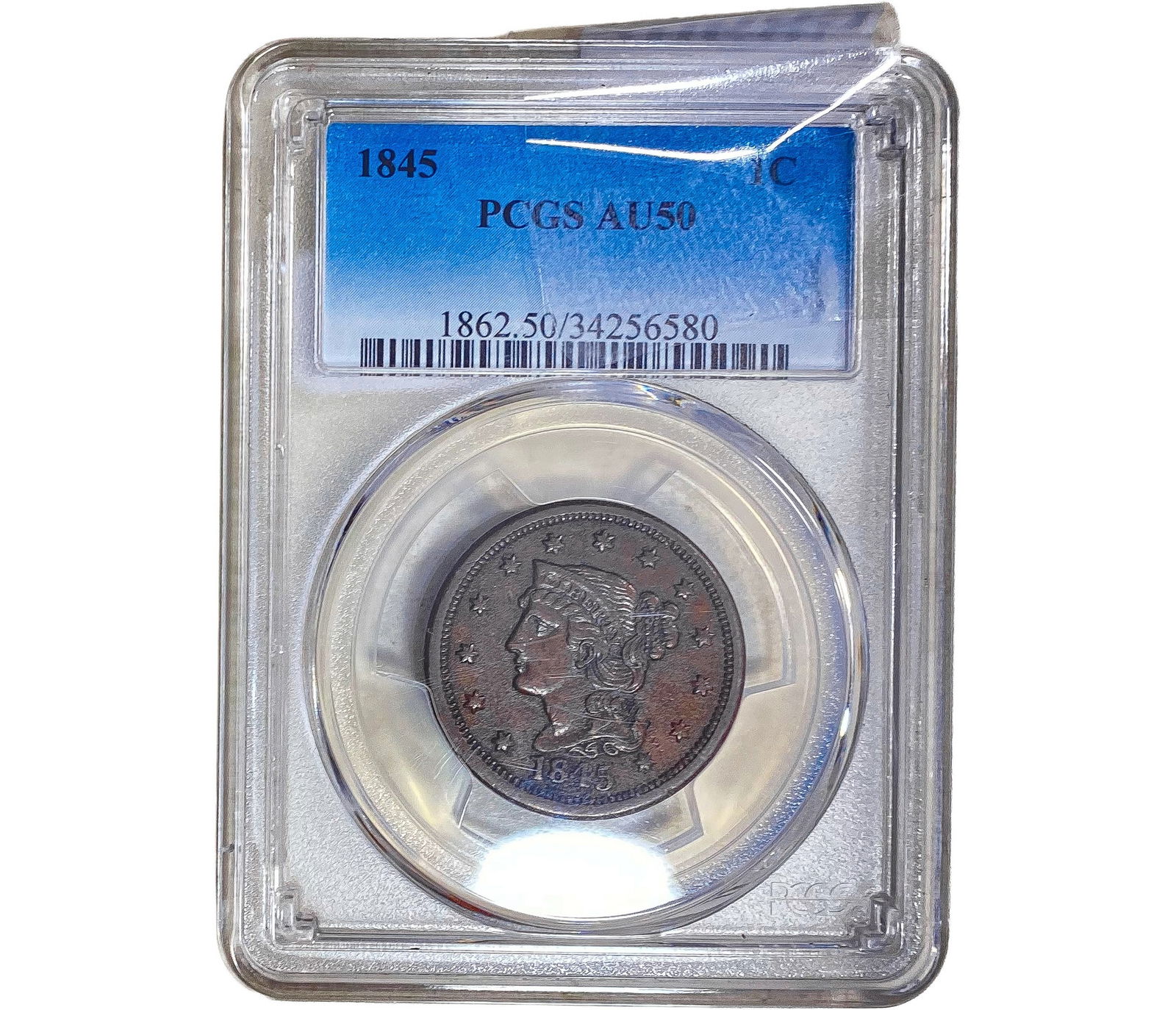 1845 Braided Hair Large Cent PCGS AU50 (1 of 2)