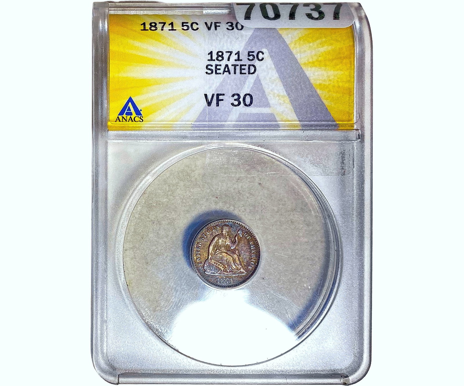 1871 Seated Liberty Half Dime ANACS VF30: 1871 Seated Liberty Half Dime ANACS VF30