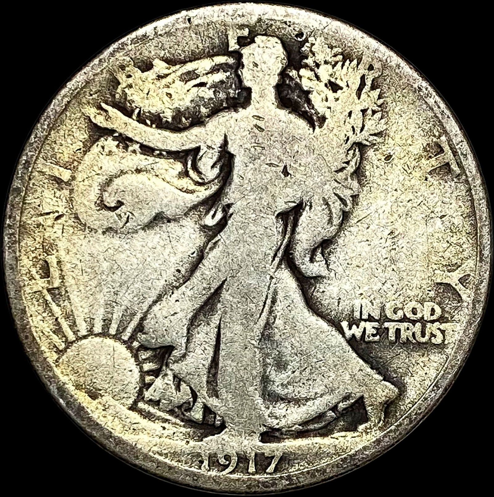 1917-S Silver Walking Liberty Half Dollar  NICELY CIRCULATED (1 of 2)
