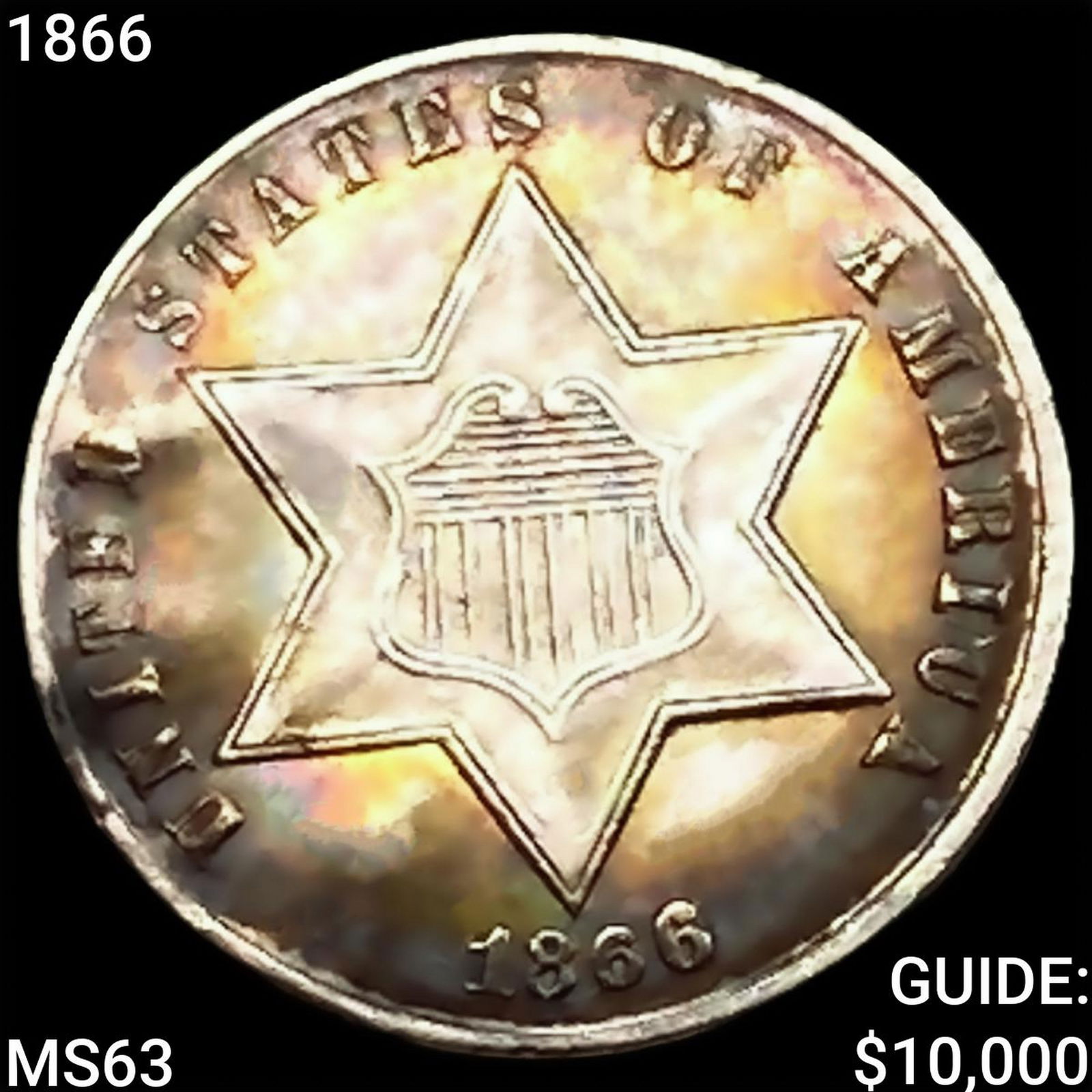 1866 Silver Three Cent CHOICE BU (1 of 2)