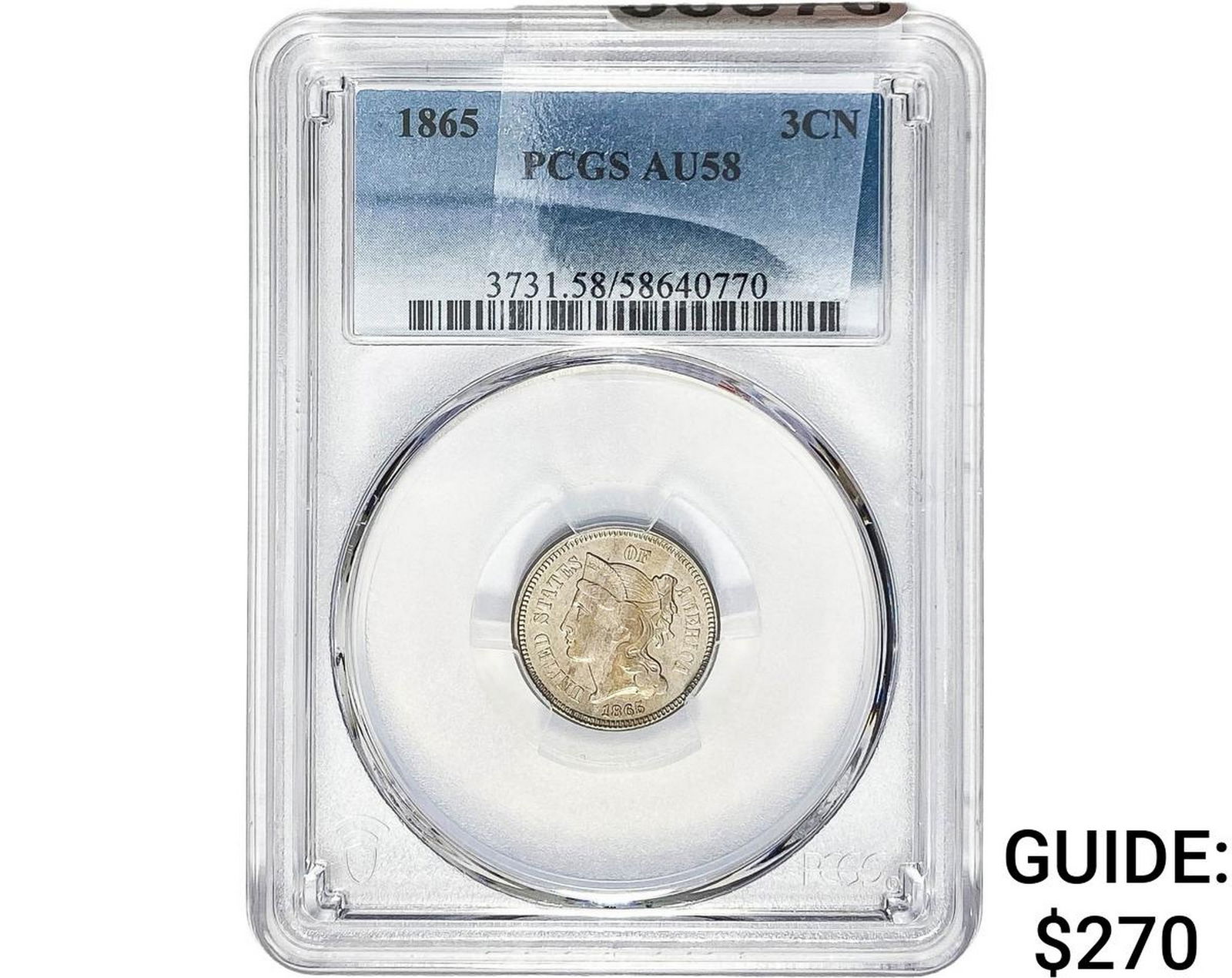 1865 Nickel Three Cent PCGS AU58 (1 of 2)