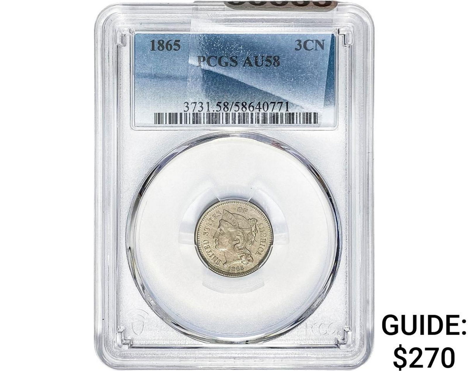 1865 Nickel Three Cent PCGS AU58 (1 of 2)