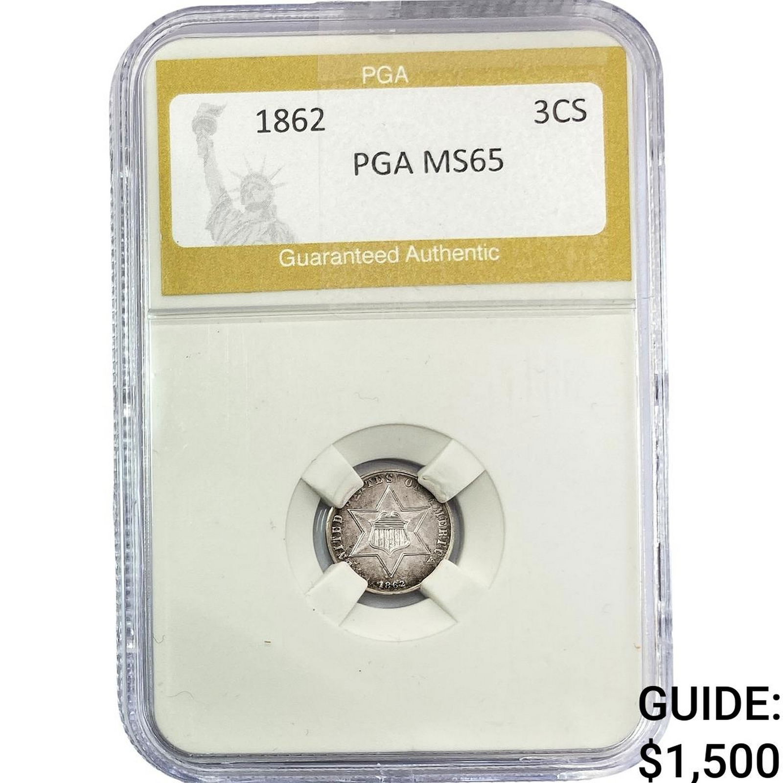 1862 Silver Three Cent PGA MS65 (1 of 2)