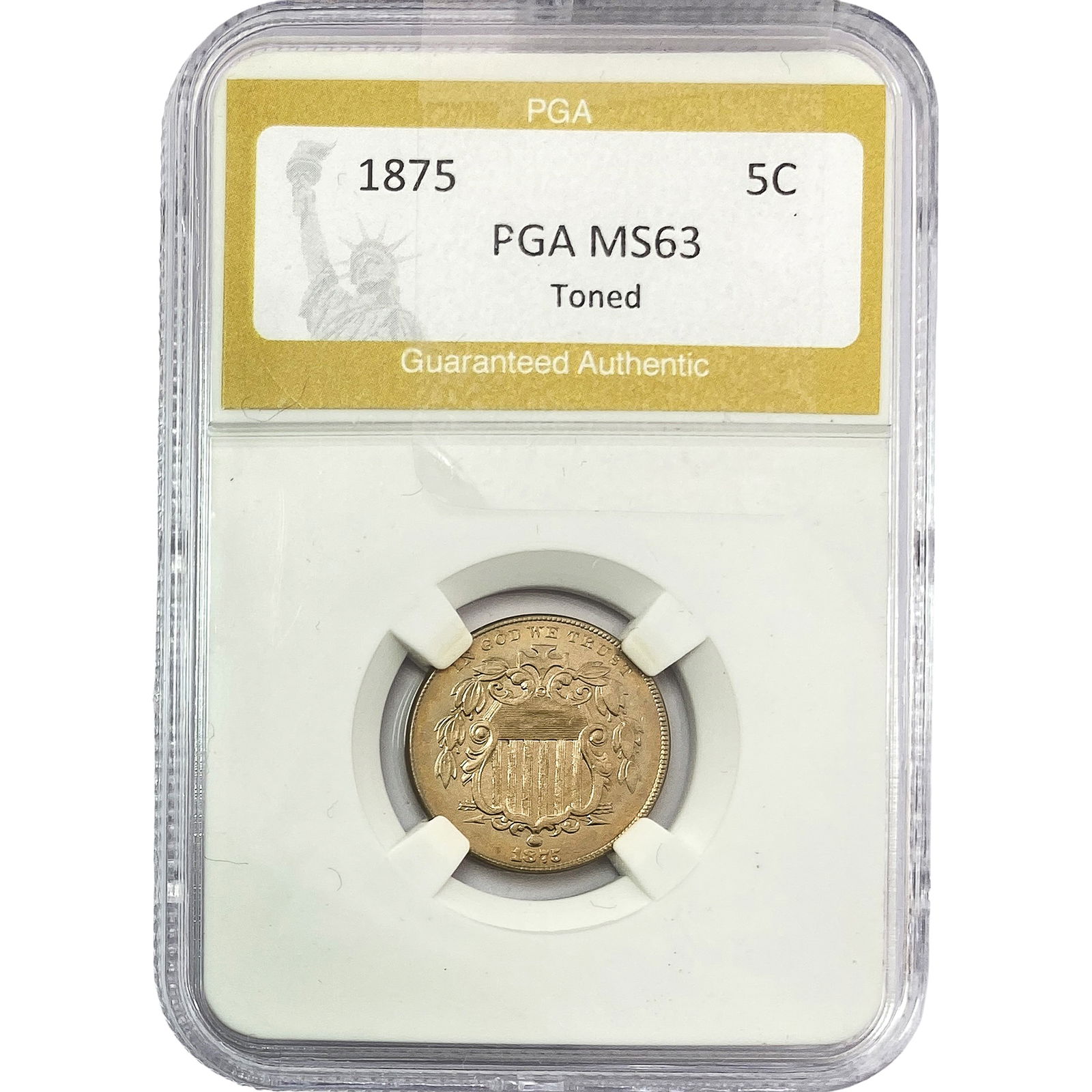 1875 Shield Nickel PGA MS63 Toned (1 of 2)
