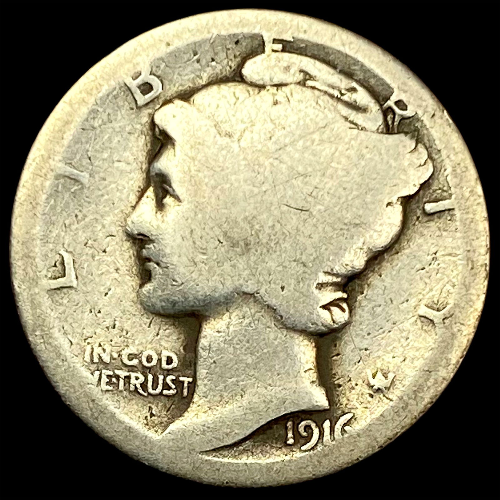 1916-D Silver Mercury Dime NICELY CIRCULATED (1 of 2)