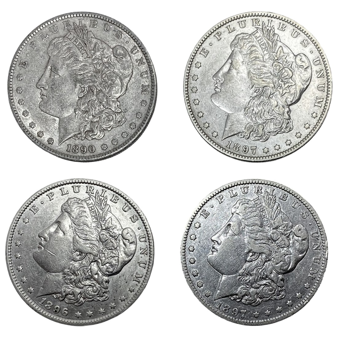 1890-1897 AU Better Date Morgan Silver Dollar [4 Coins] (1 of 2)