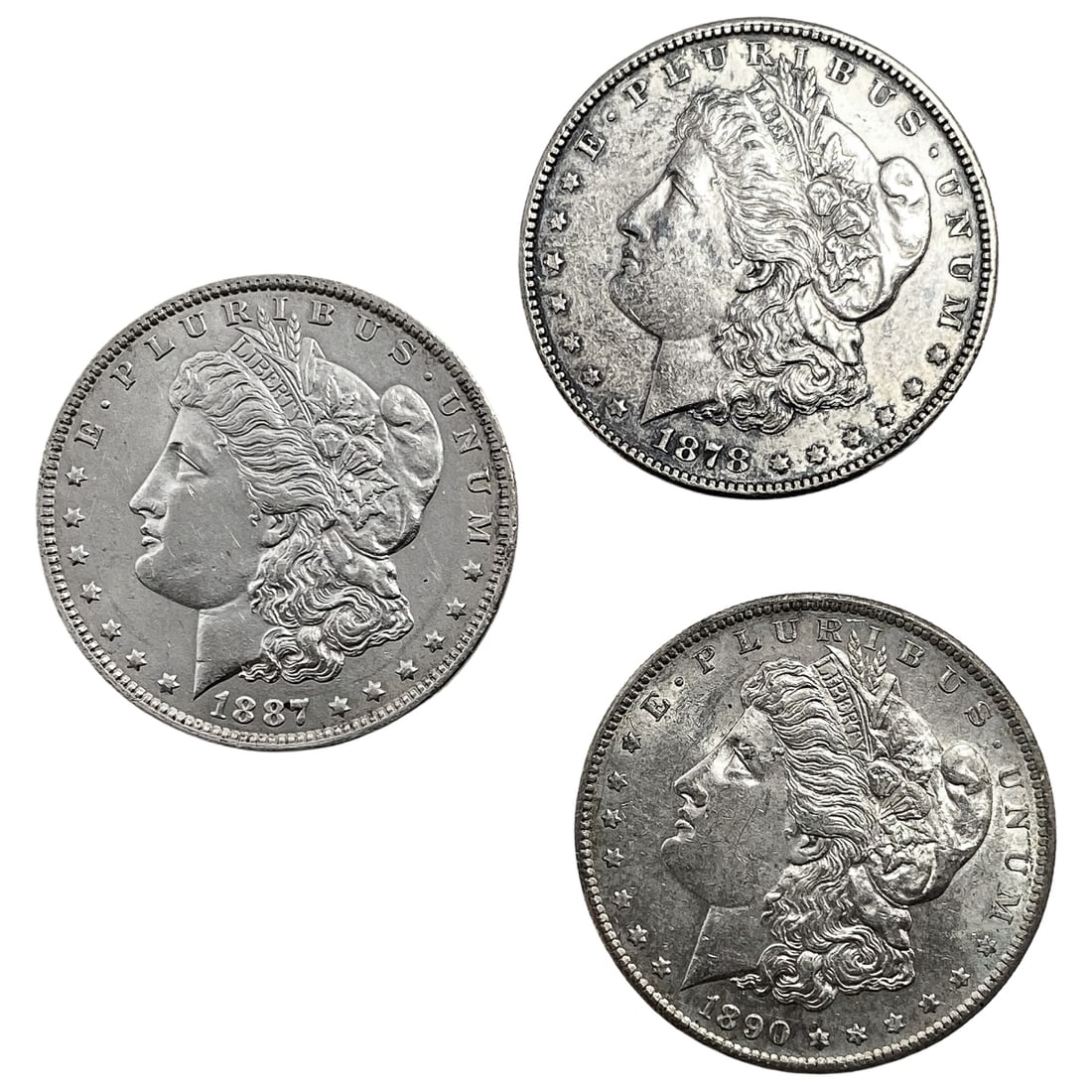 1878-1890 UNC Morgan Silver Dollar [3 Coins] (1 of 2)