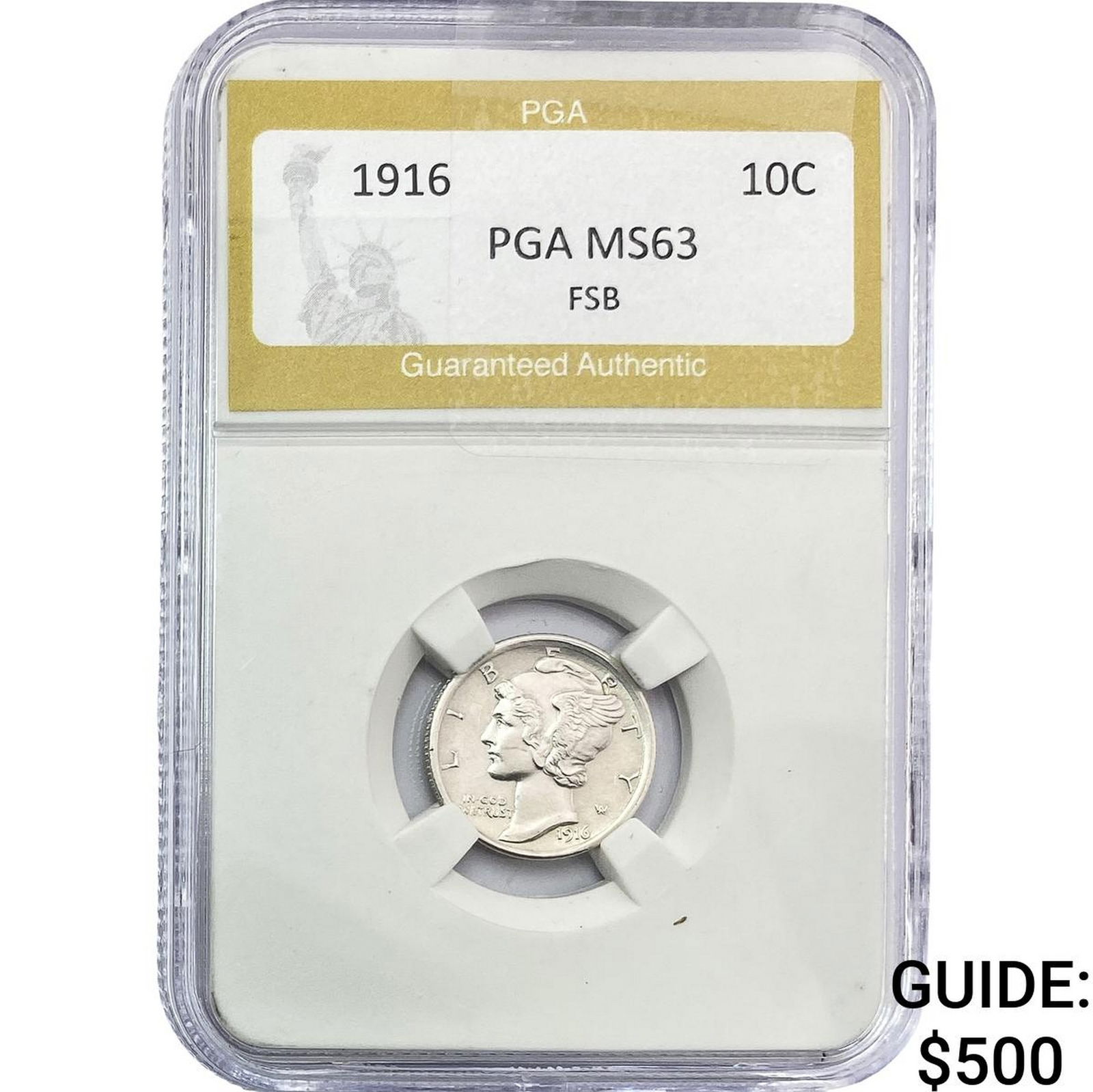 1916 Mercury Silver Dime PGA MS63 FSB (1 of 2)