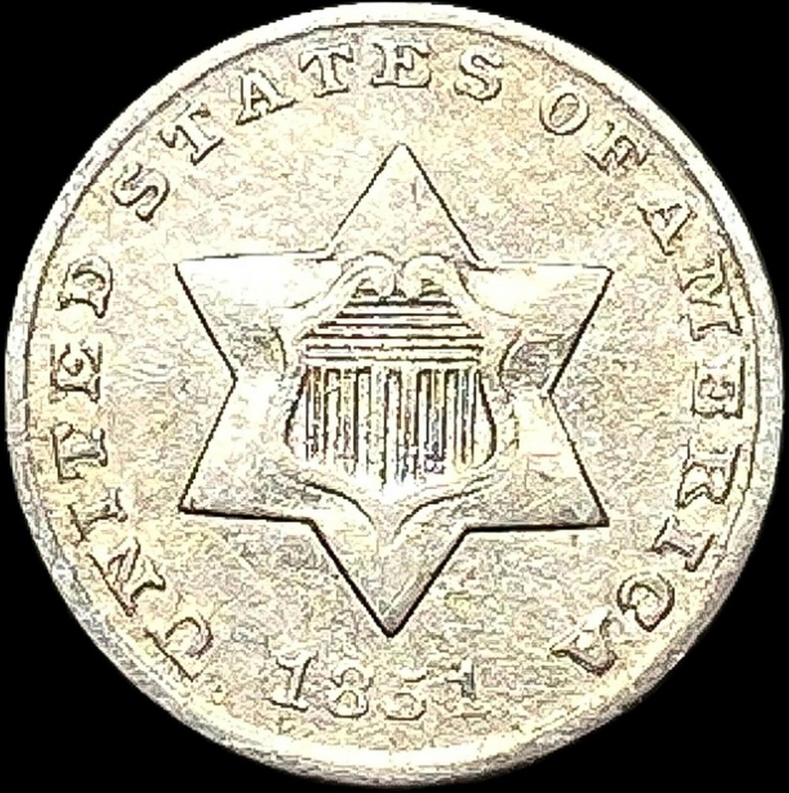 1851 Silver Three-Cent Piece CLOSELY UNCIRCULATED (1 of 2)