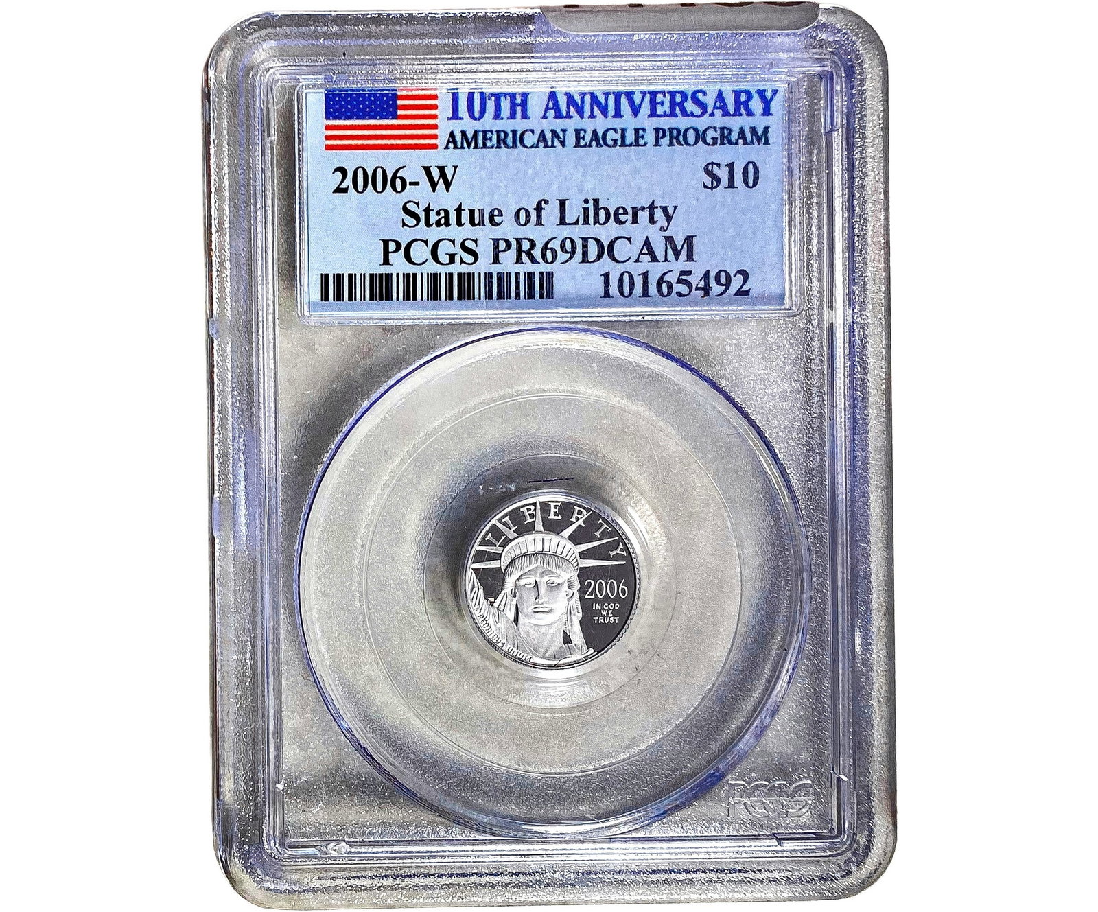 2006-W 1/10oz Platinum $10 Of Liberty PCGS PR69: 2006-W 1/10oz Platinum $10 Of Liberty PCGS PR69