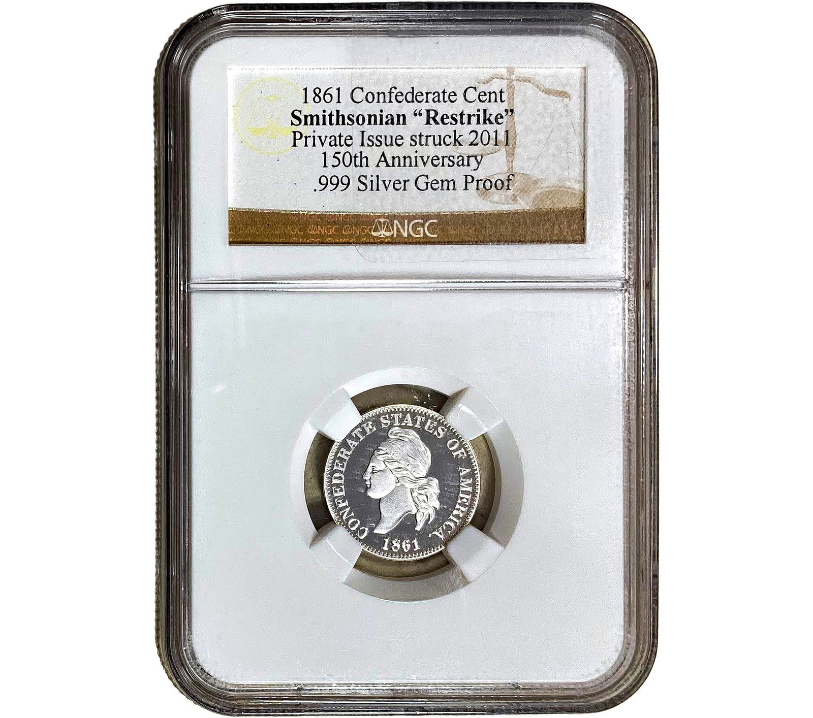 1861 Confederate Cent Sliver 1C NGC (1 of 2)