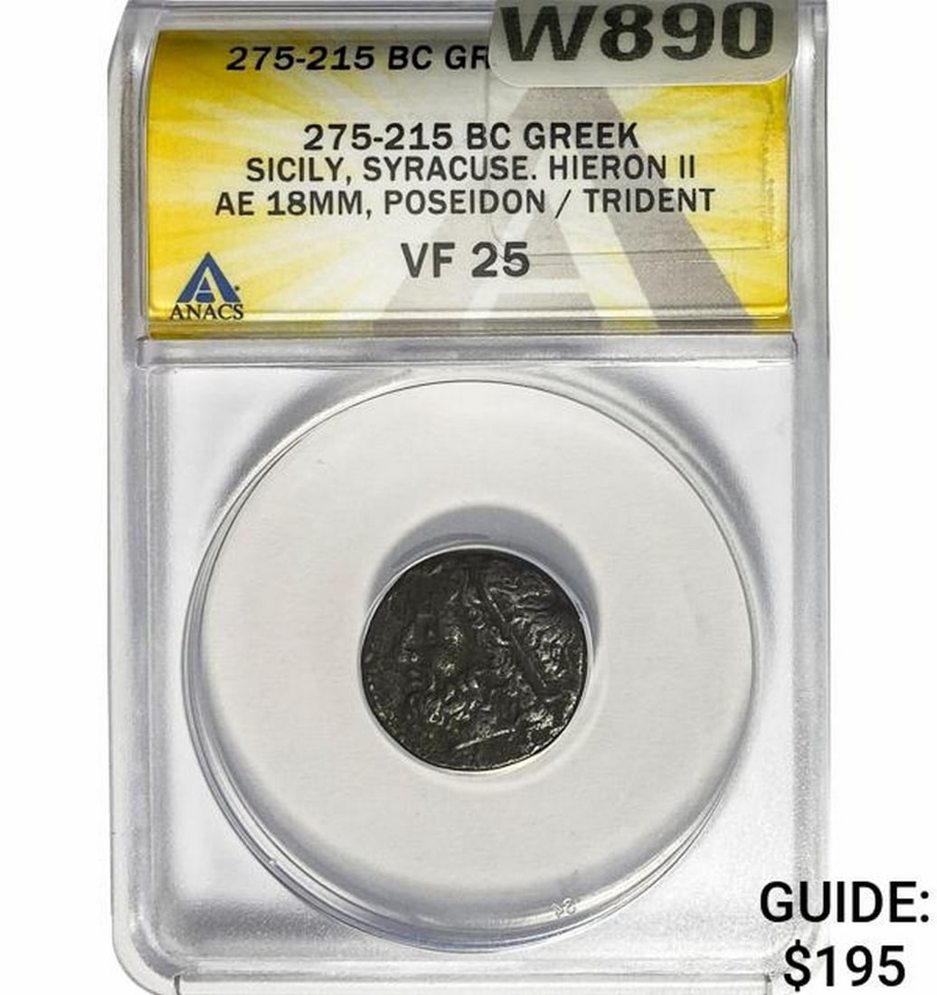 Sicily, Syracuse Hieron II 275-215 BC Bronze 18MM ANACS (1 of 2)