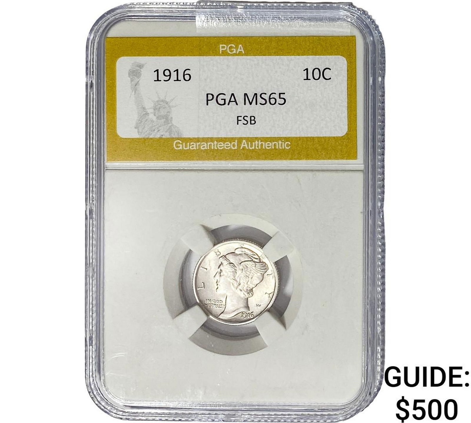 1916 Mercury Silver Dime PGA MS65 FSB (1 of 2)