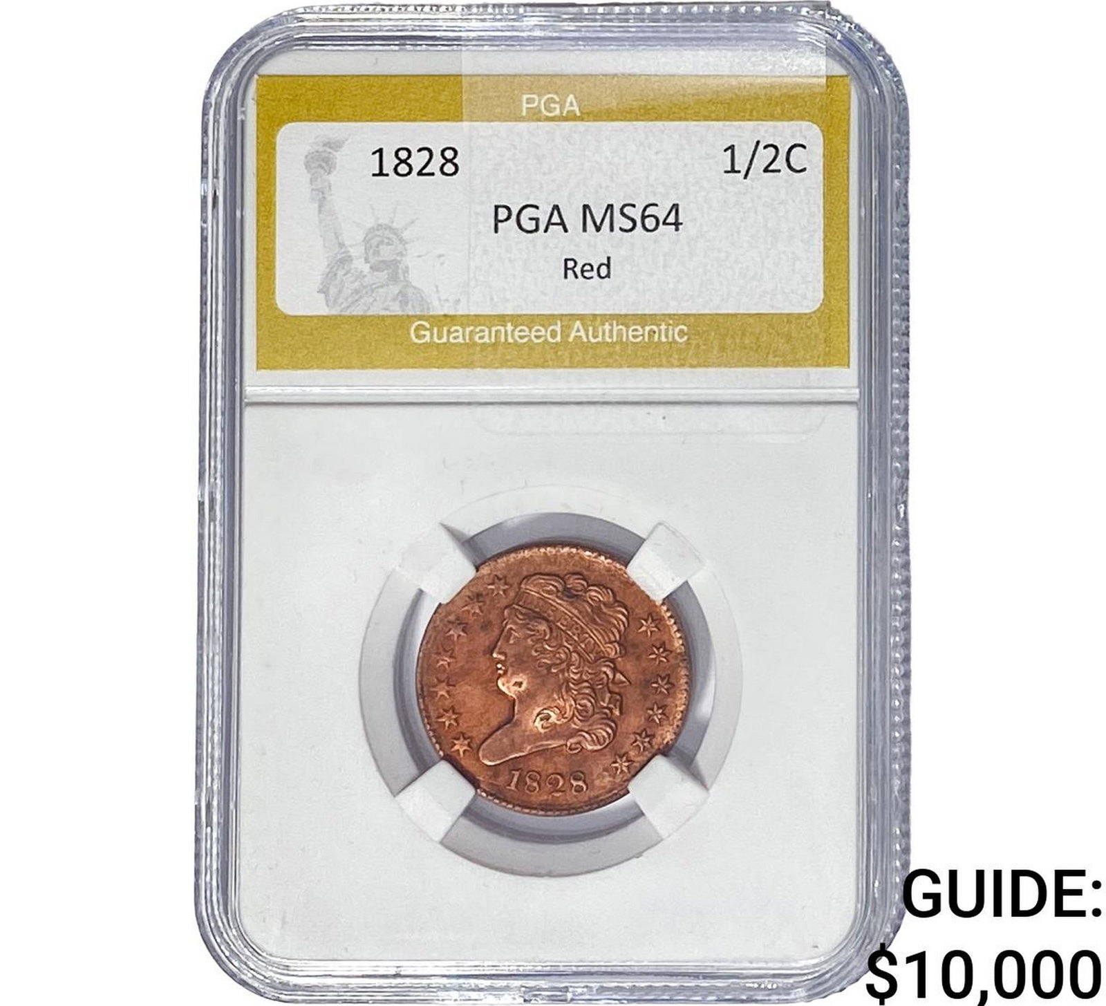 1828 Classic Head Half Cent PGA MS64 Red (1 of 2)