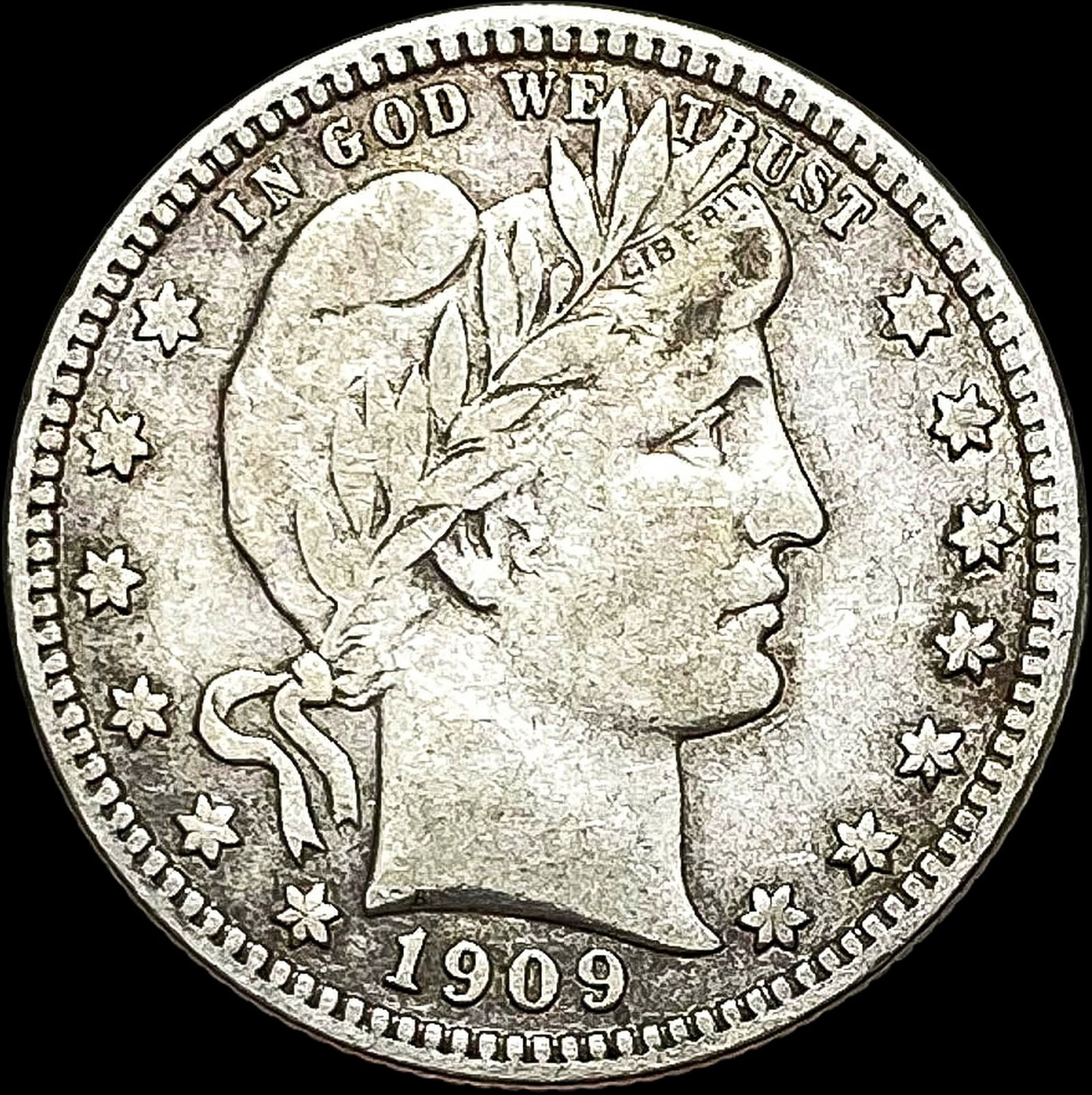 1909-D Silver Barber Quarter LIGHTLY CIRCULATED (1 of 2)