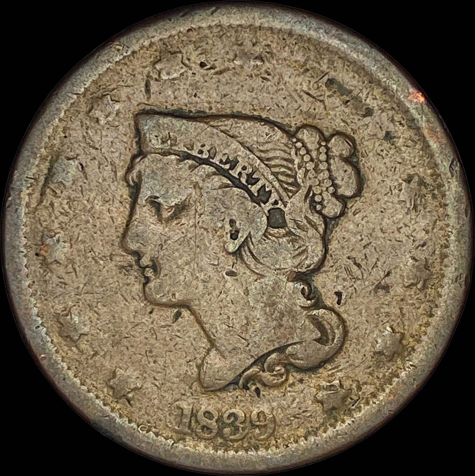 1839 Coronet Head Large Cent NICELY CIRCULATED (1 of 2)