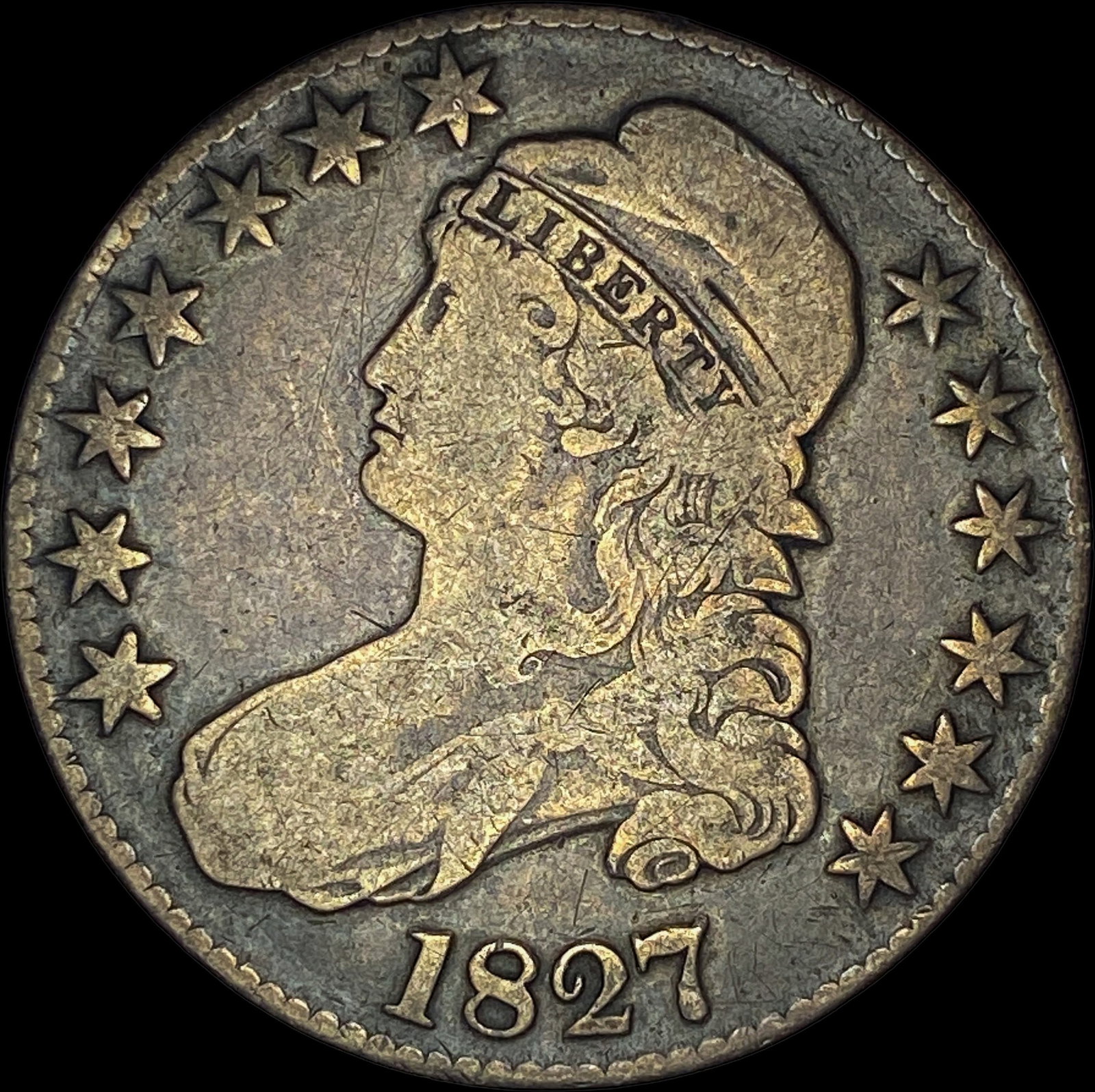 1827 Capped Bust Half Dollar NICELY CIRCULATED: 1827 Capped Bust Half Dollar NICELY CIRCULATED
