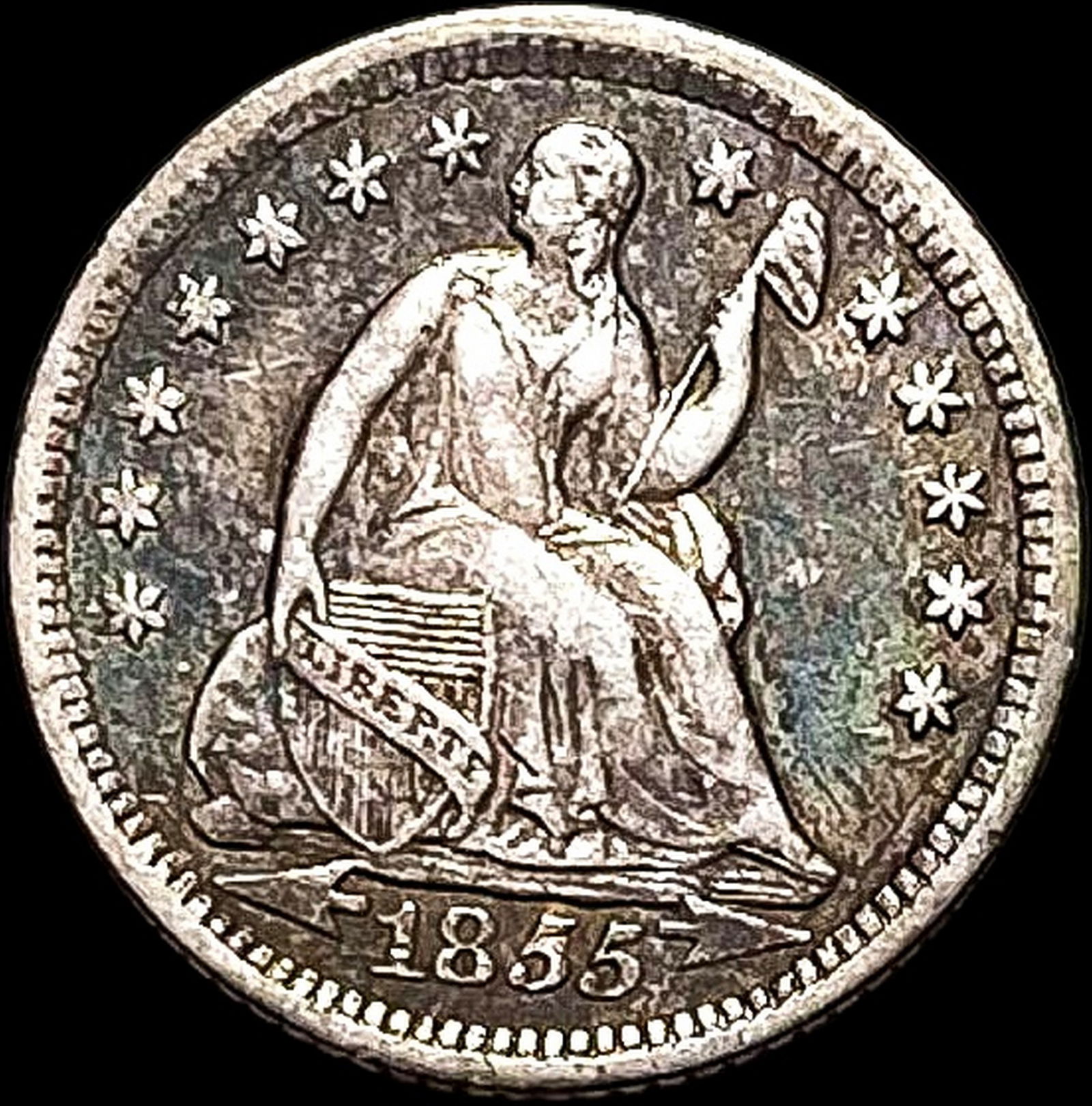 1855-O Seated Liberty Half Dime NEARLY UNCIRCULATED (1 of 2)