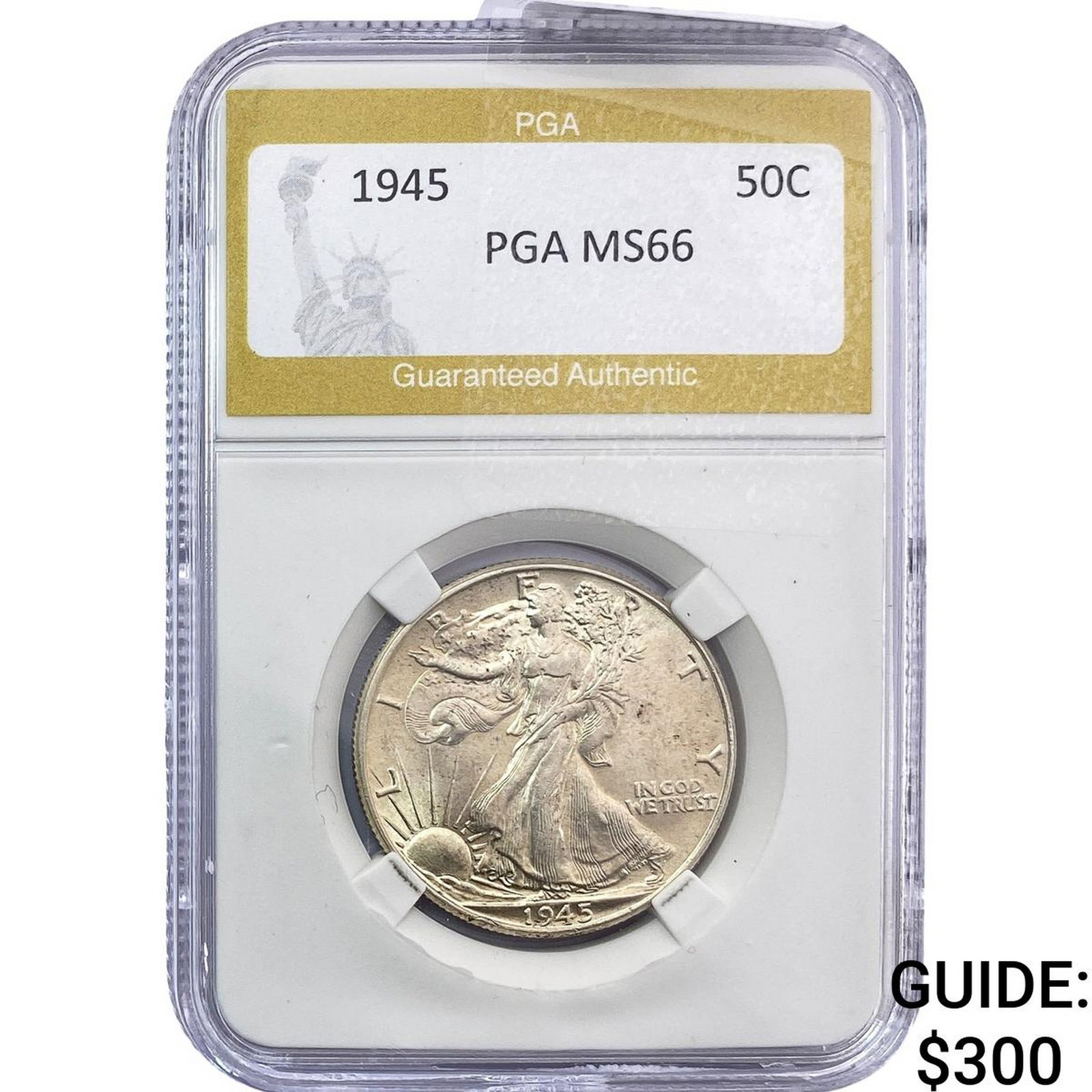 1945 Walking Liberty Half Dollar PGA MS66: 1945 Walking Liberty Half Dollar PGA MS66