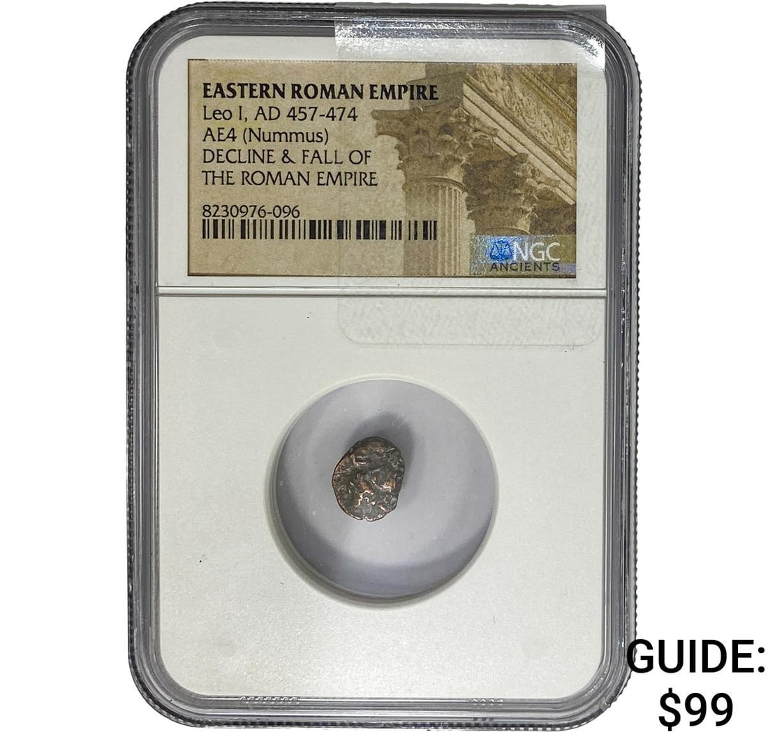 Eastern Roman Leo I AD 457-474 AE4 Nummus NGC: Eastern Roman Leo I AD 457-474 AE4 Nummus NGC