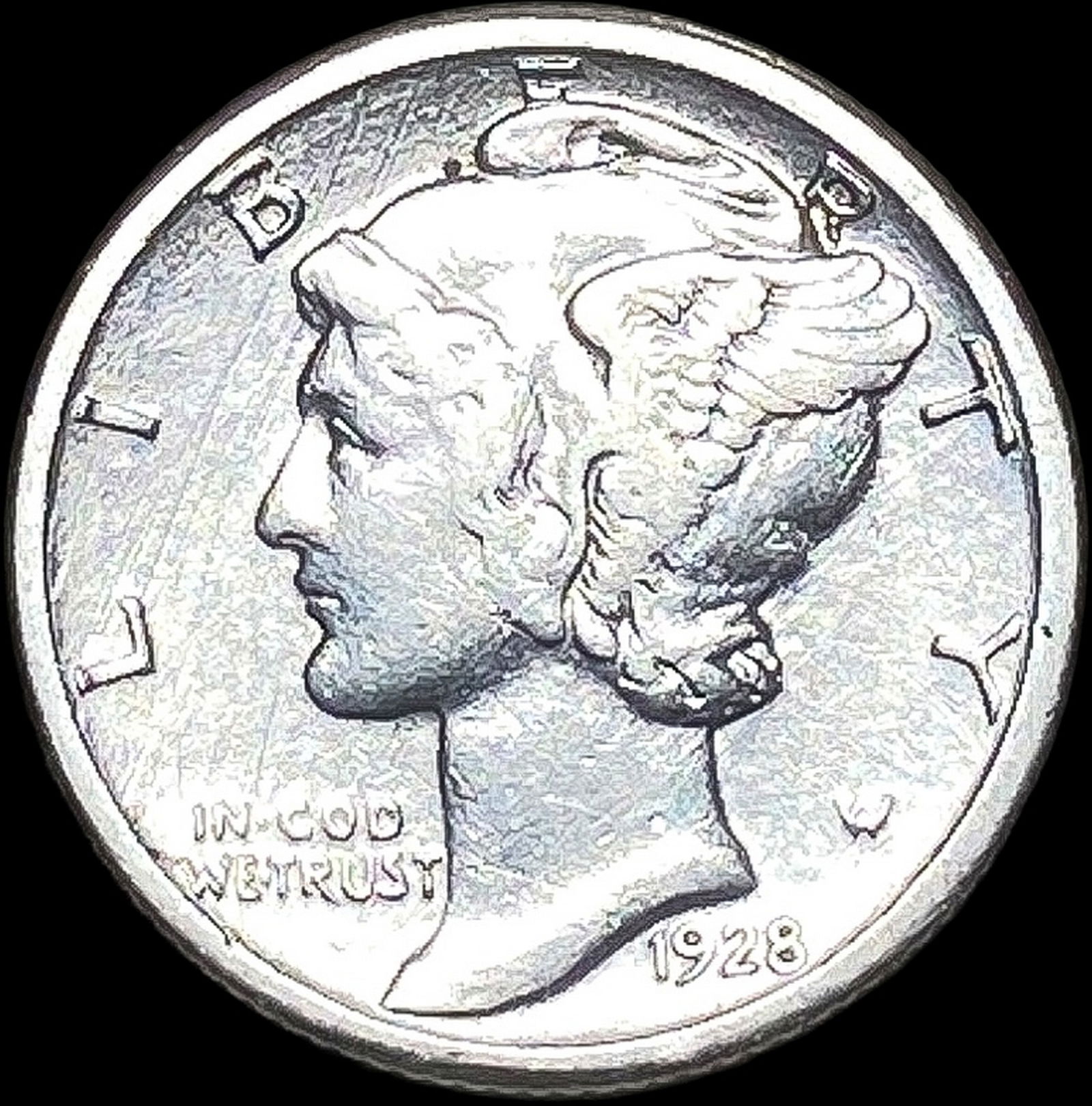 1928-S Silver Mercury Dime NEARLY UNCIRCULATED (1 of 2)