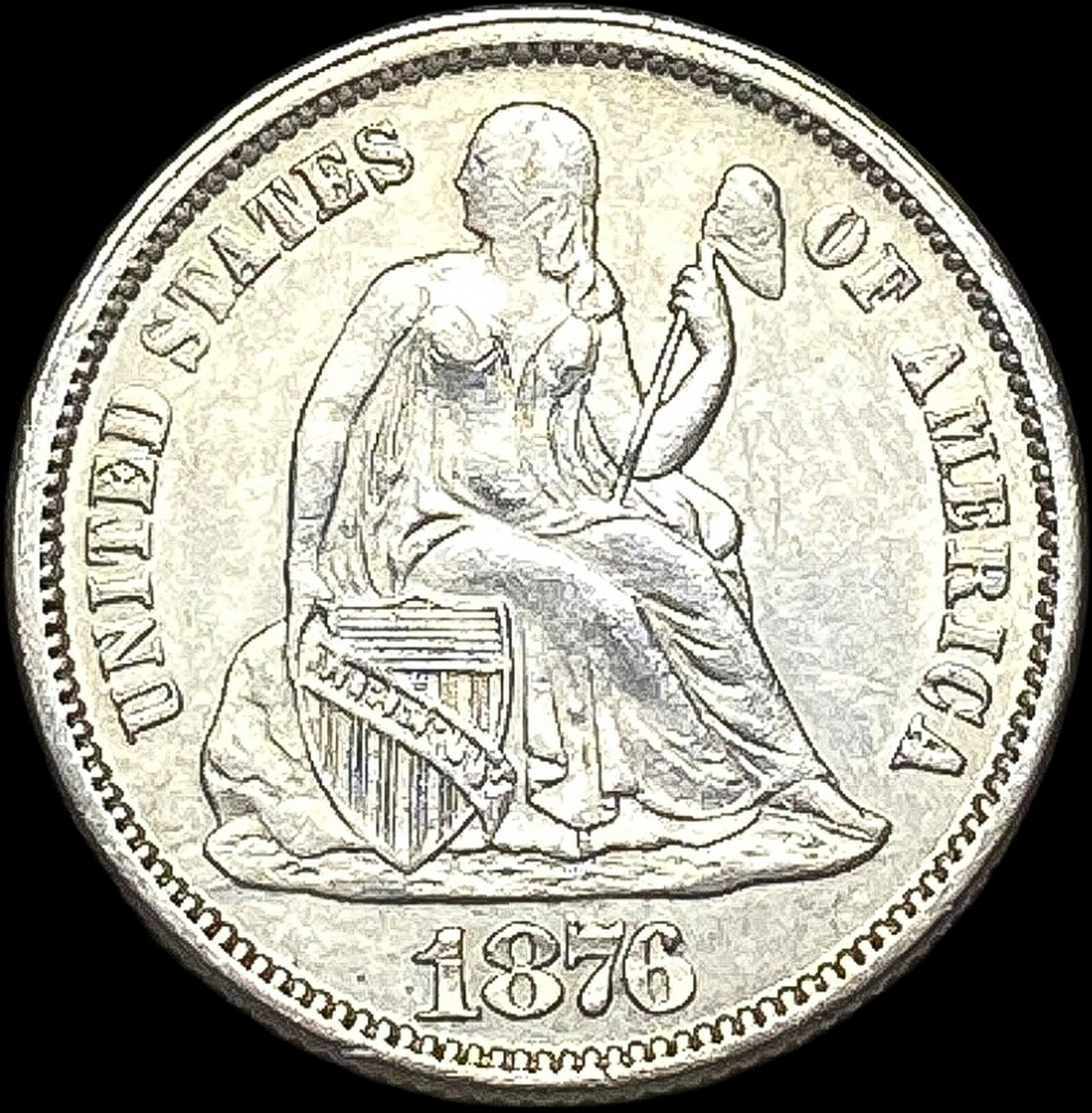 1876 Silver Seated Liberty Dime UNCIRCULATED (1 of 2)