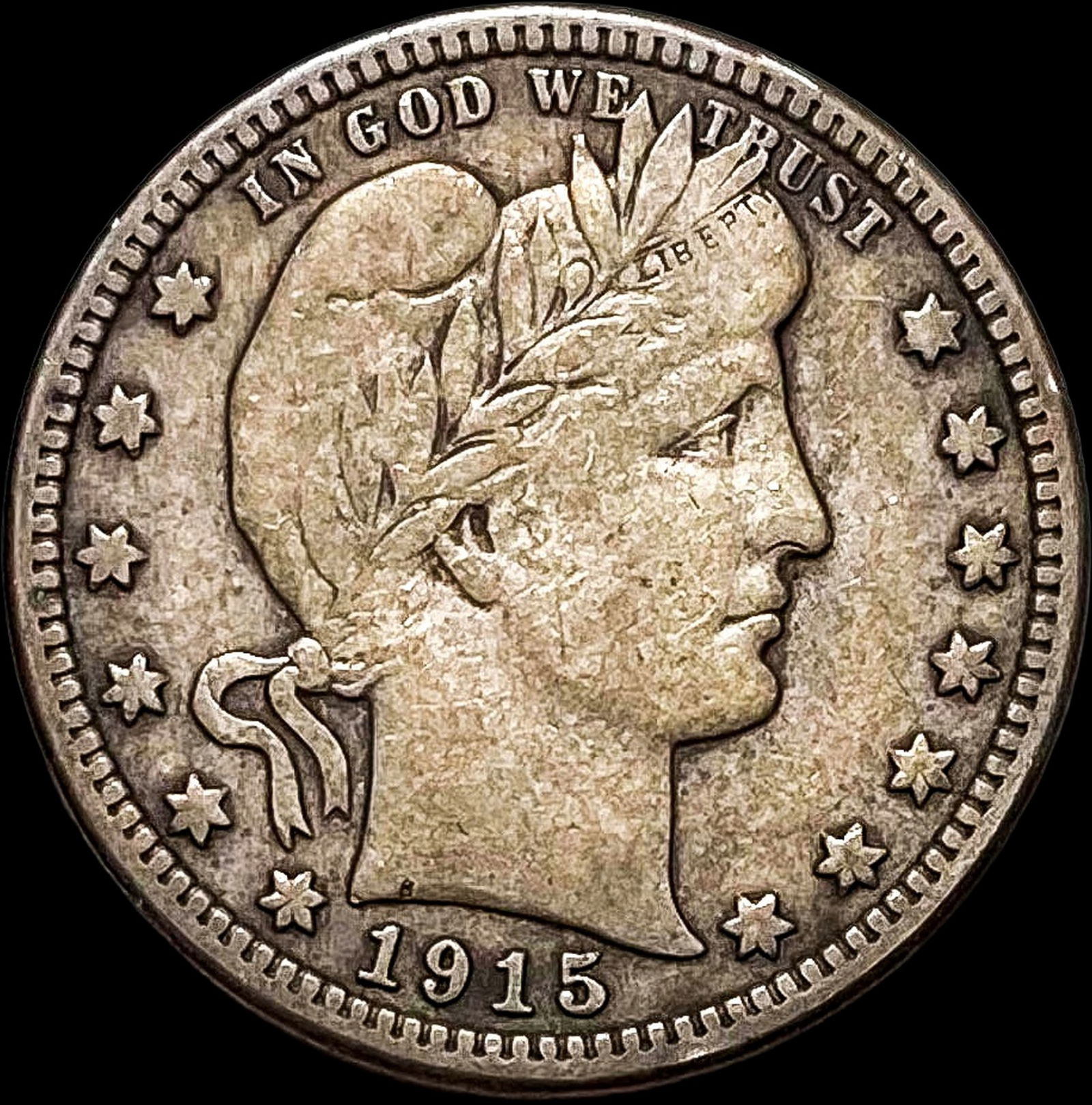1915-S Silver Barber Quarter LIGHTLY CIRCULATED (1 of 2)