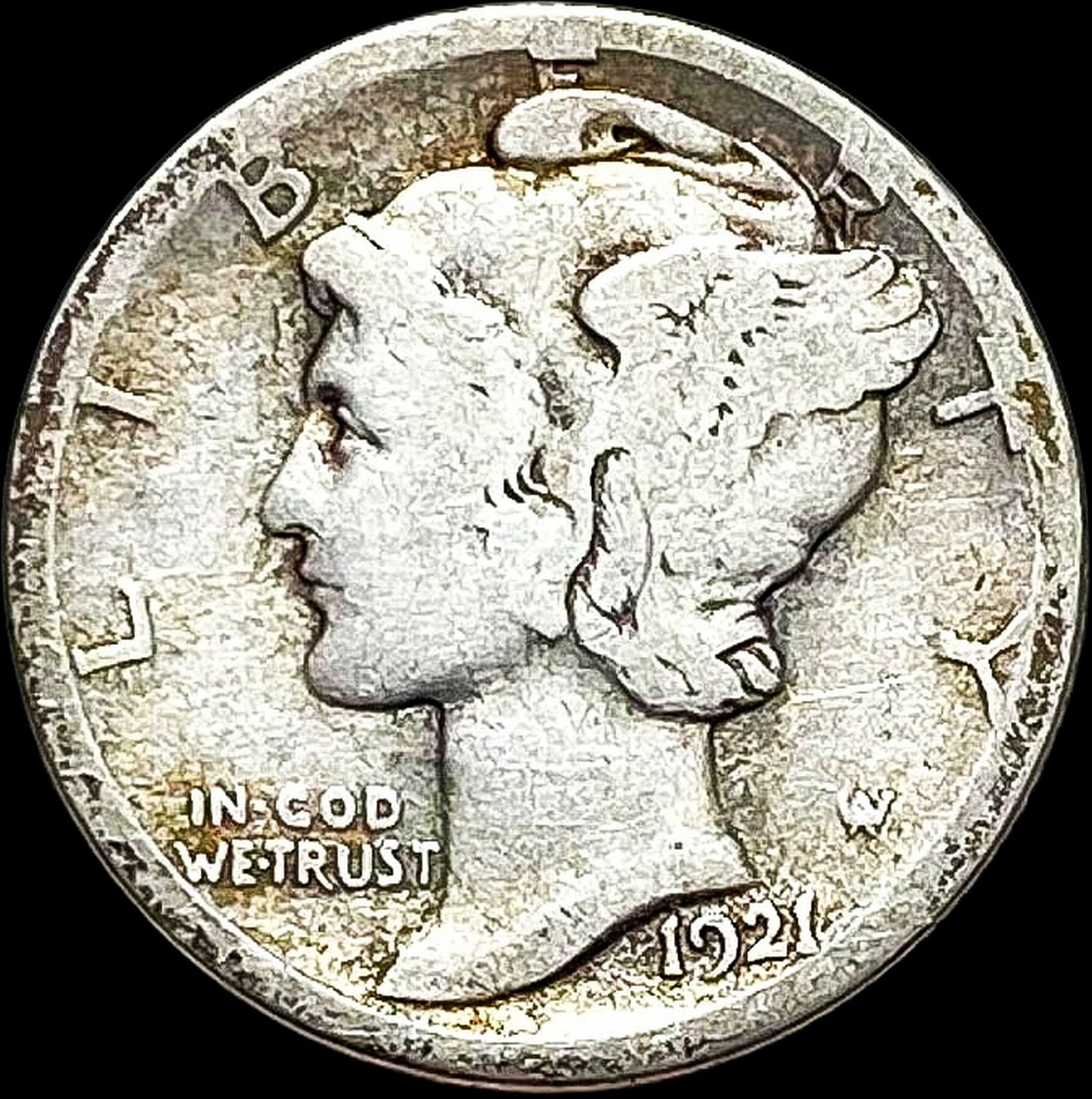 1921-D Silver Mercury Dime NICELY CIRCULATED (1 of 2)