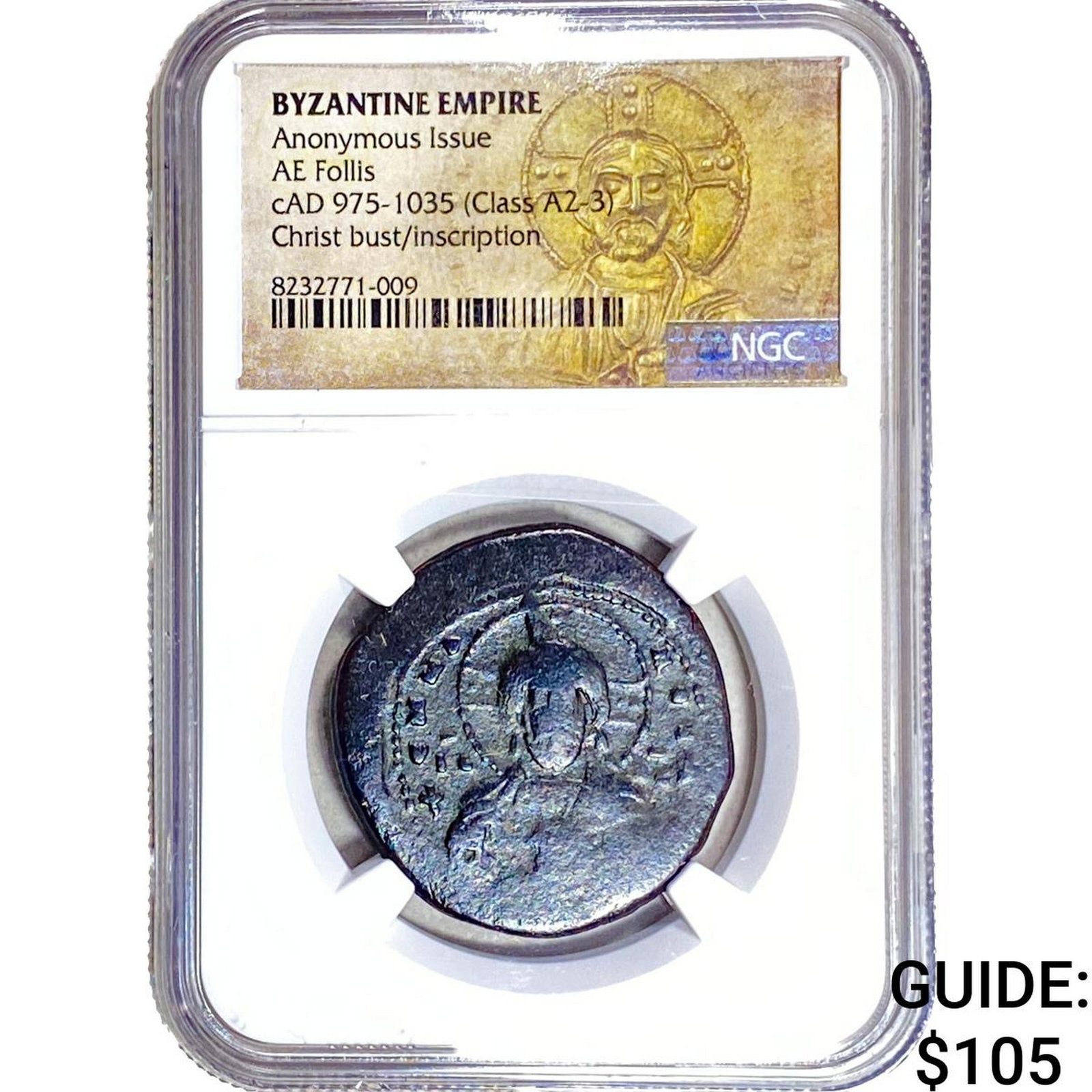 Byzantine cAD 975-1035 AD Bronze Follis NGC: Byzantine cAD 975-1035 AD Bronze Follis NGC