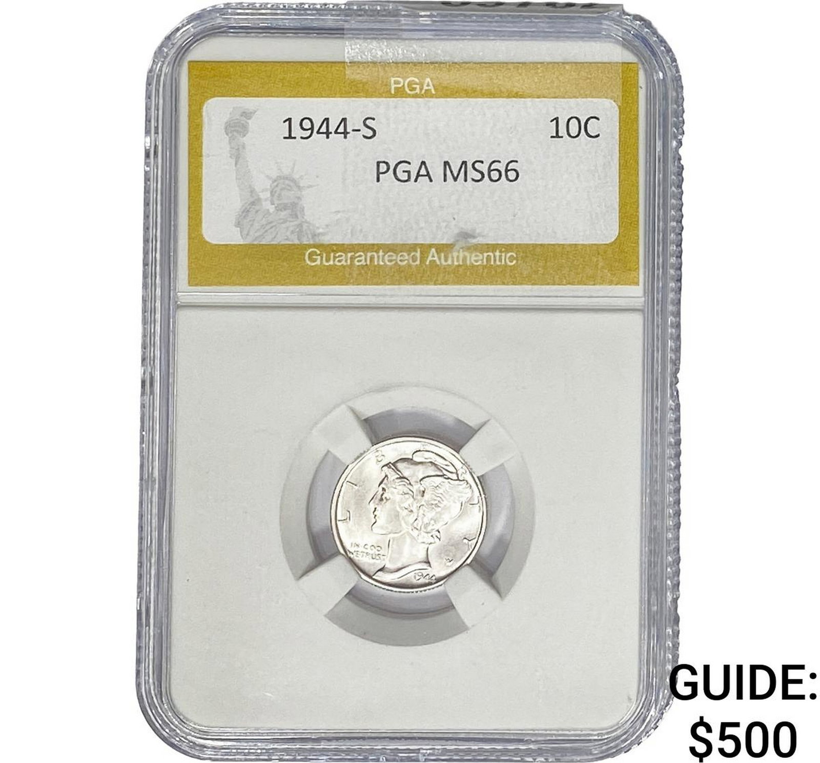1944-S Mercury Silver Dime PGA MS66: 1944-S Mercury Silver Dime PGA MS66