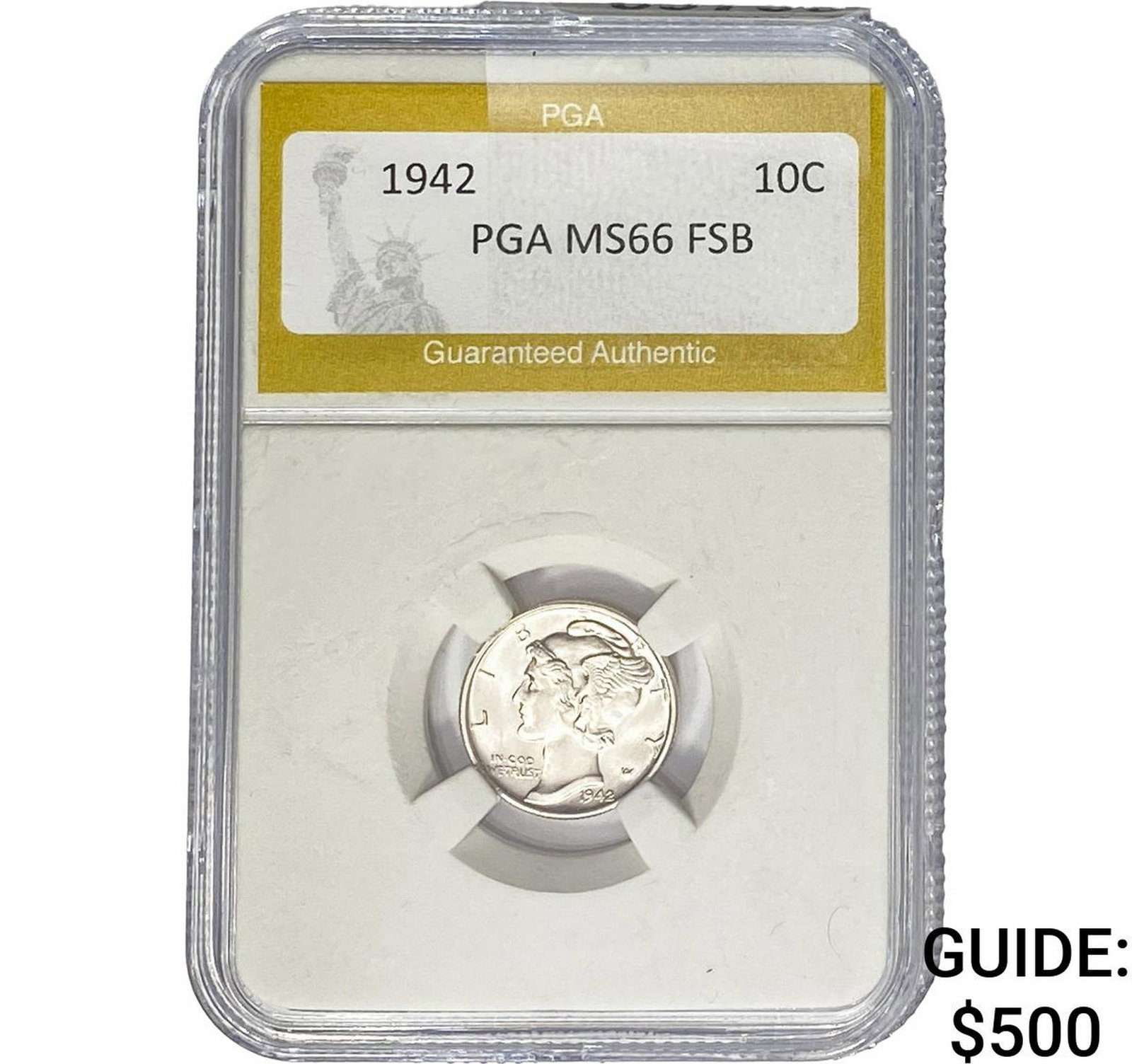 1942 Mercury Silver Dime PGA MS66 FSB: 1942 Mercury Silver Dime PGA MS66 FSB