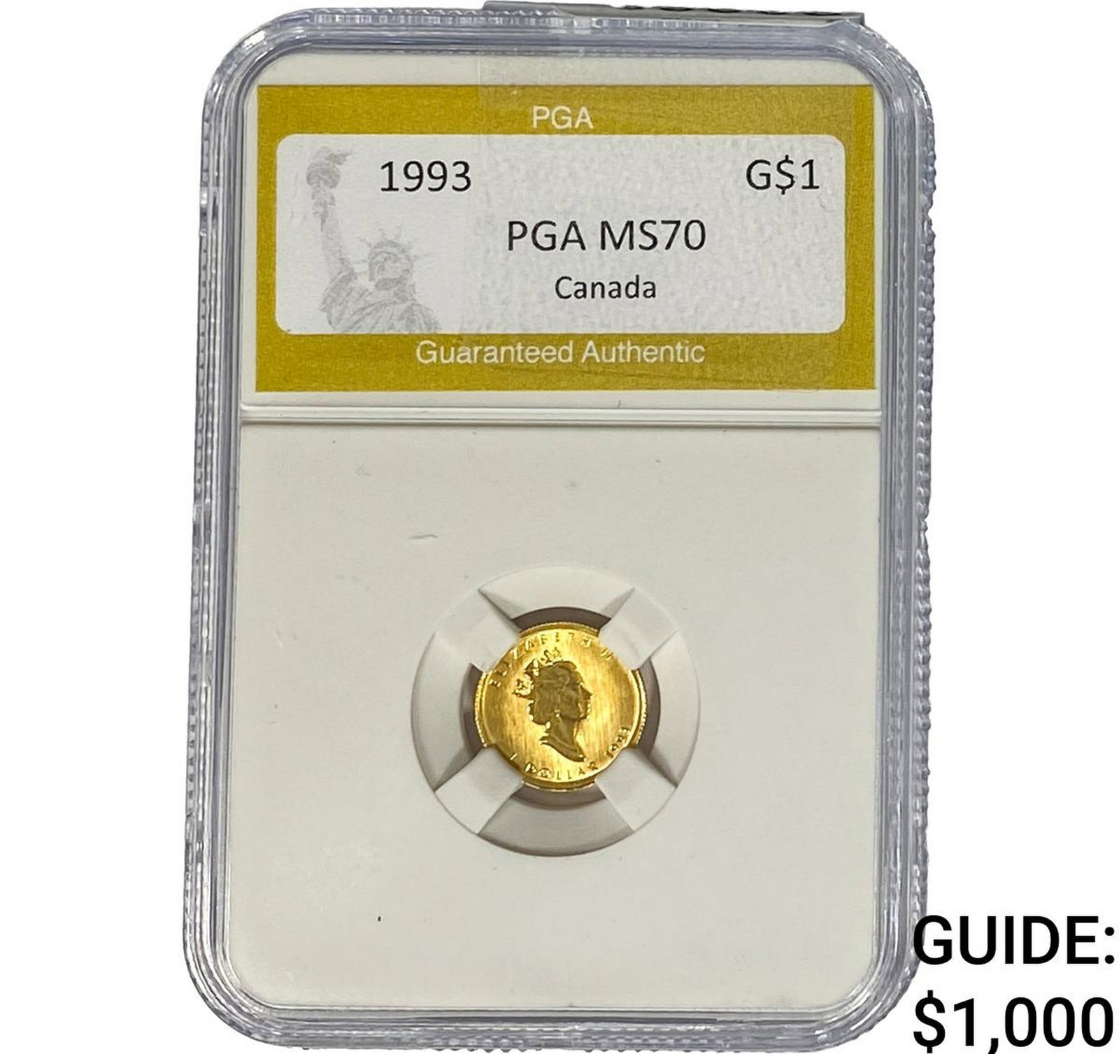 1993 1/20oz $1 Gold Canadian PGA MS70: 1993 1/20oz $1 Gold Canadian PGA MS70