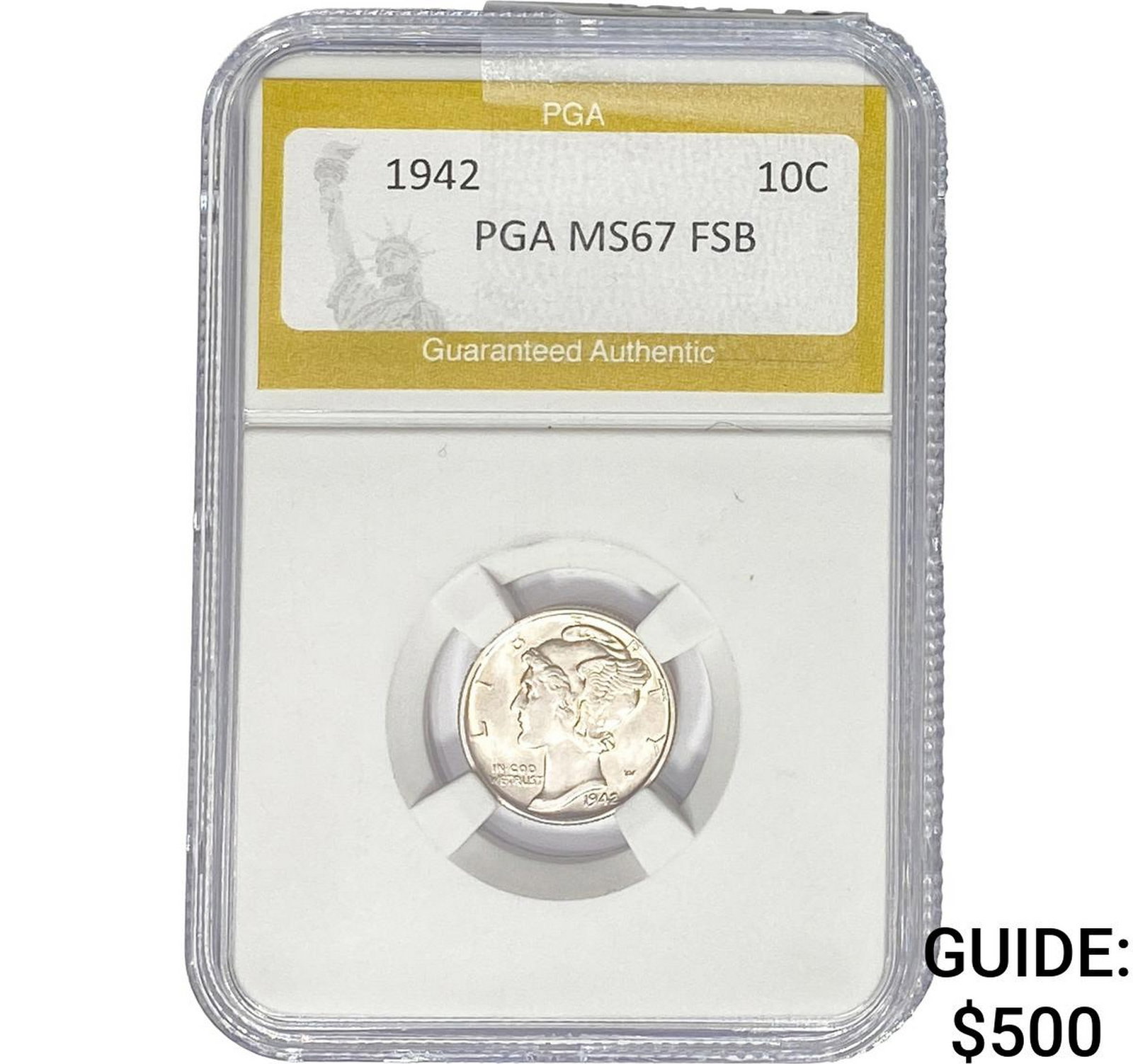 1942 Mercury Silver Dime PGA MS67 FSB: 1942 Mercury Silver Dime PGA MS67 FSB