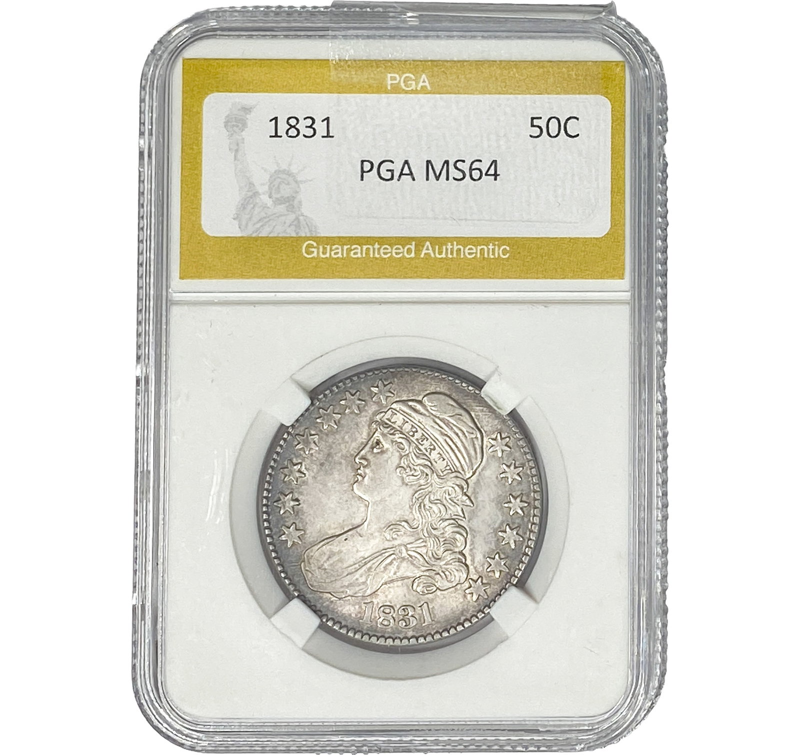 1831 Capped Bust Half Dollar PGA MS64: 1831 Capped Bust Half Dollar PGA MS64
