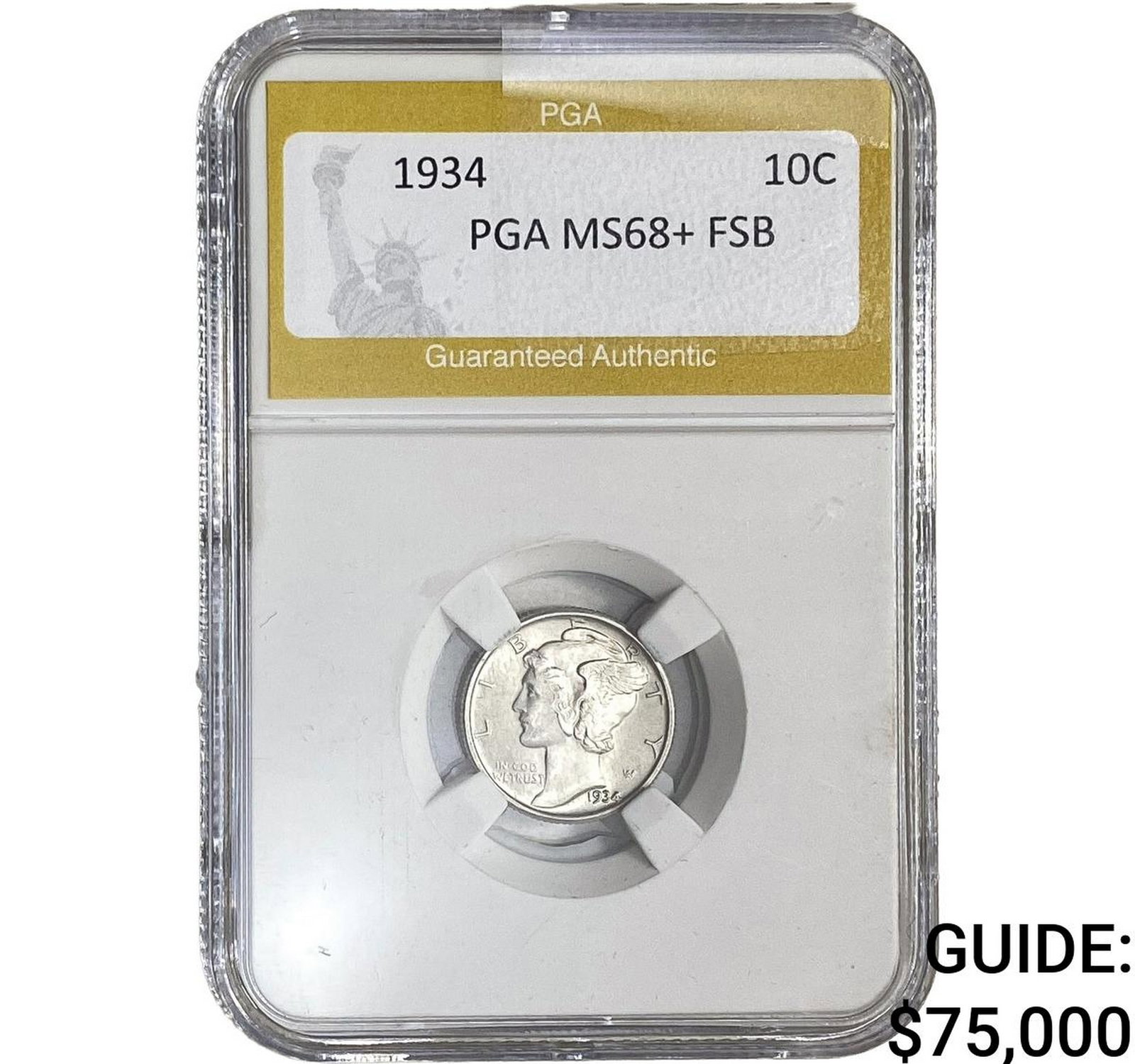 1934 Mercury Silver Dime PGA MS68+ FSB: 1934 Mercury Silver Dime PGA MS68+ FSB