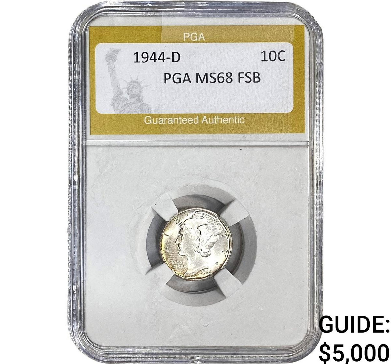 1944-D Mercury Silver Dime PGA MS68 FSB: 1944-D Mercury Silver Dime PGA MS68 FSB