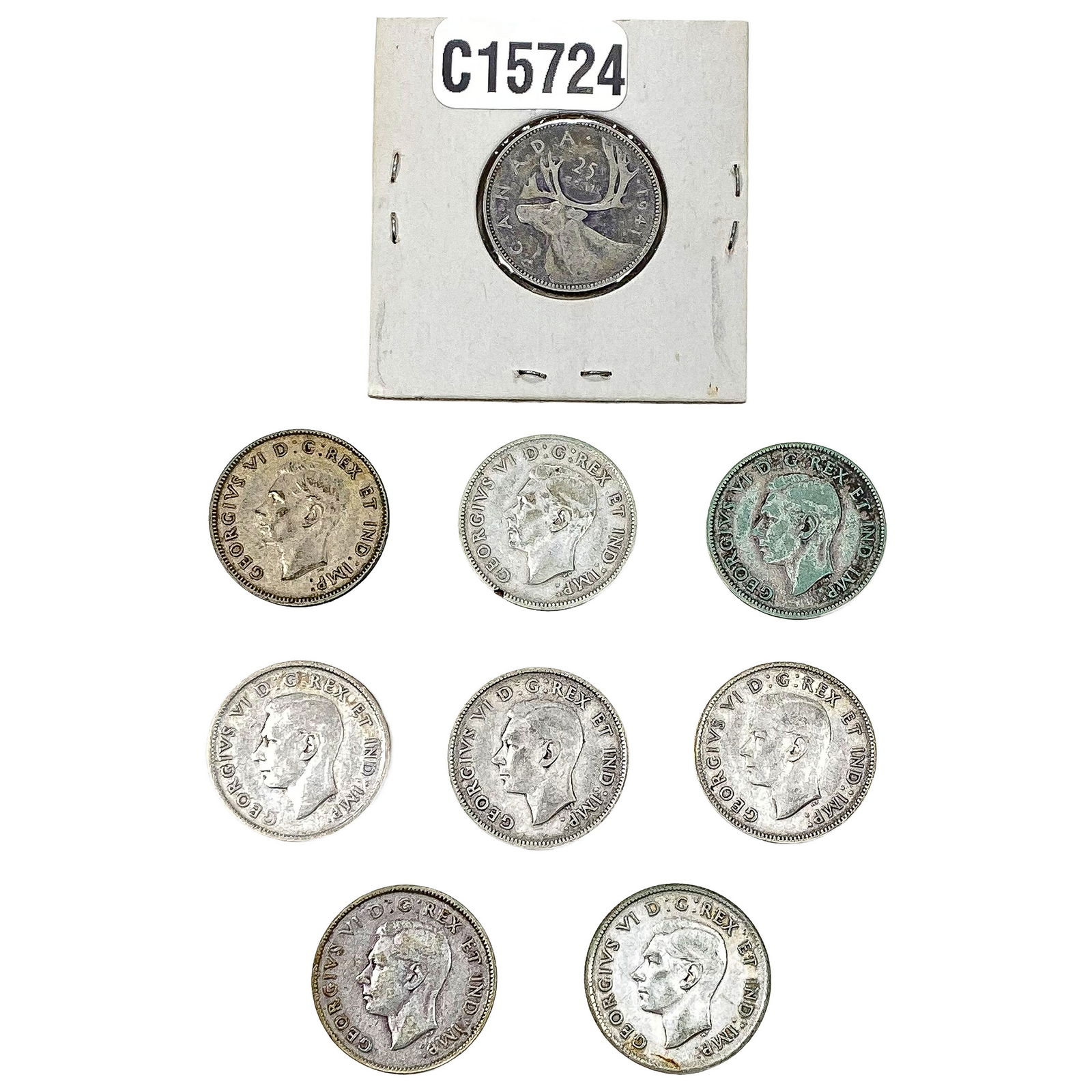 [9 Coins] 1941-1942 Silver Canada 25c HIGH GRADE: [9 Coins] 1941-1942 Silver Canada 25c HIGH GRADE