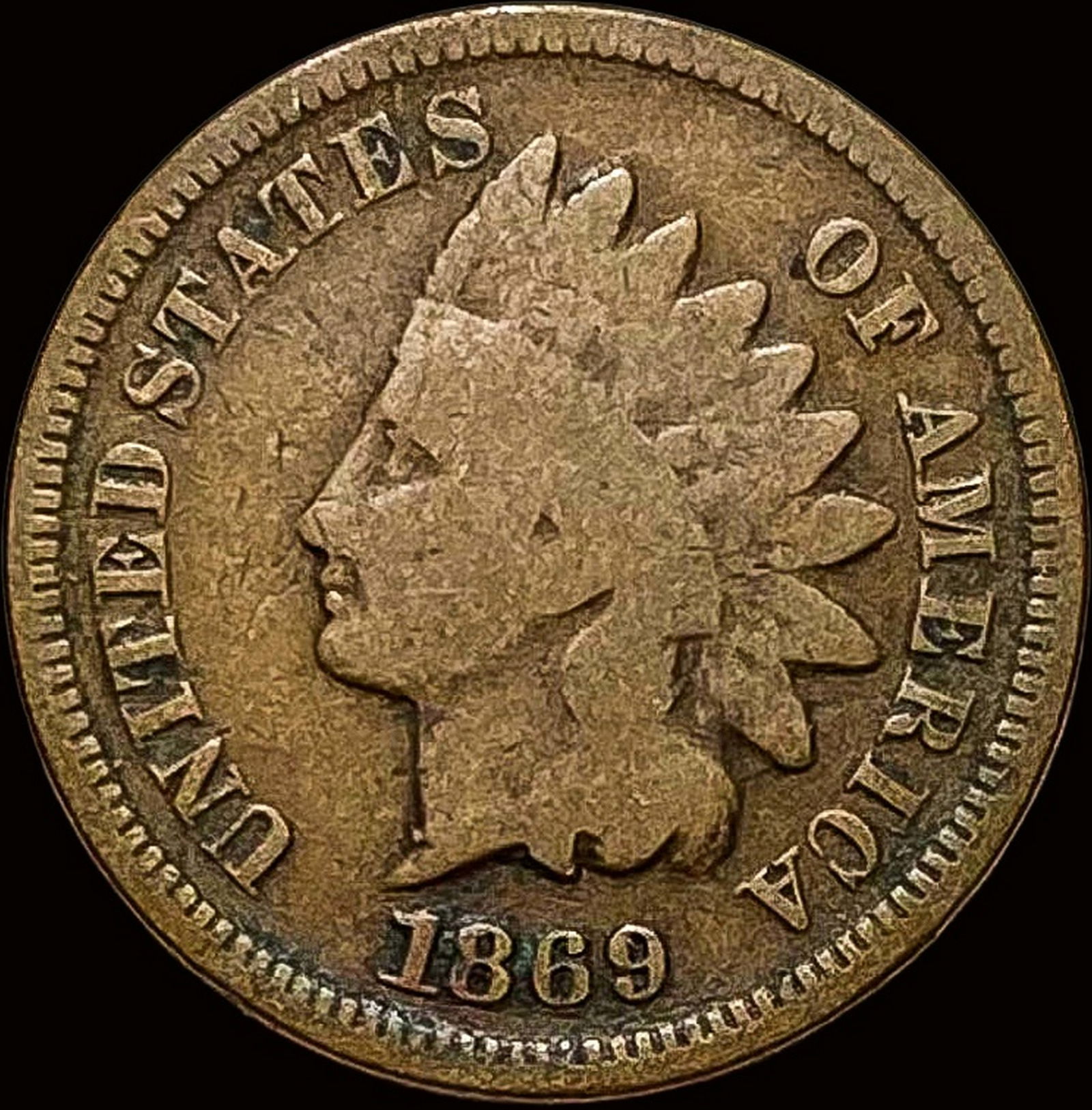 1869 Indian Head Cent NICELY CIRCULATED (1 of 2)