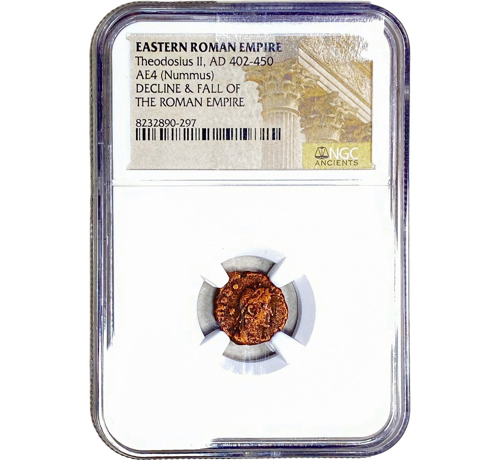 Eastern Roman Theodosius II AD 402-450 AE4 Nummus NGC: Eastern Roman Theodosius II AD 402-450 AE4 Nummus NGC