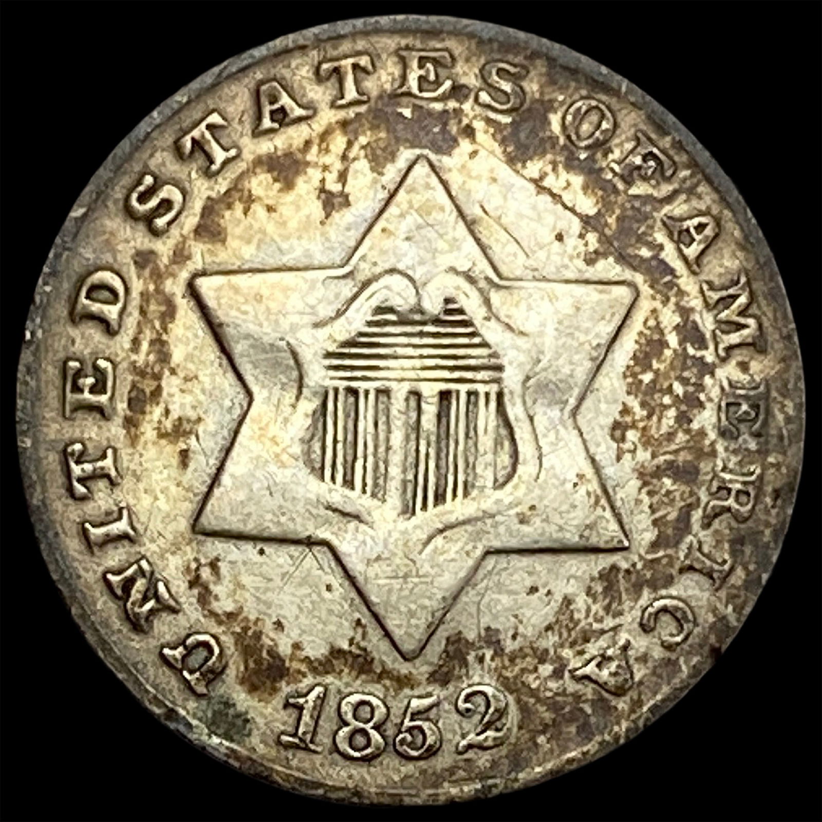 1852 Silver Three-Cent Piece CLOSELY UNCIRCULATED (1 of 2)