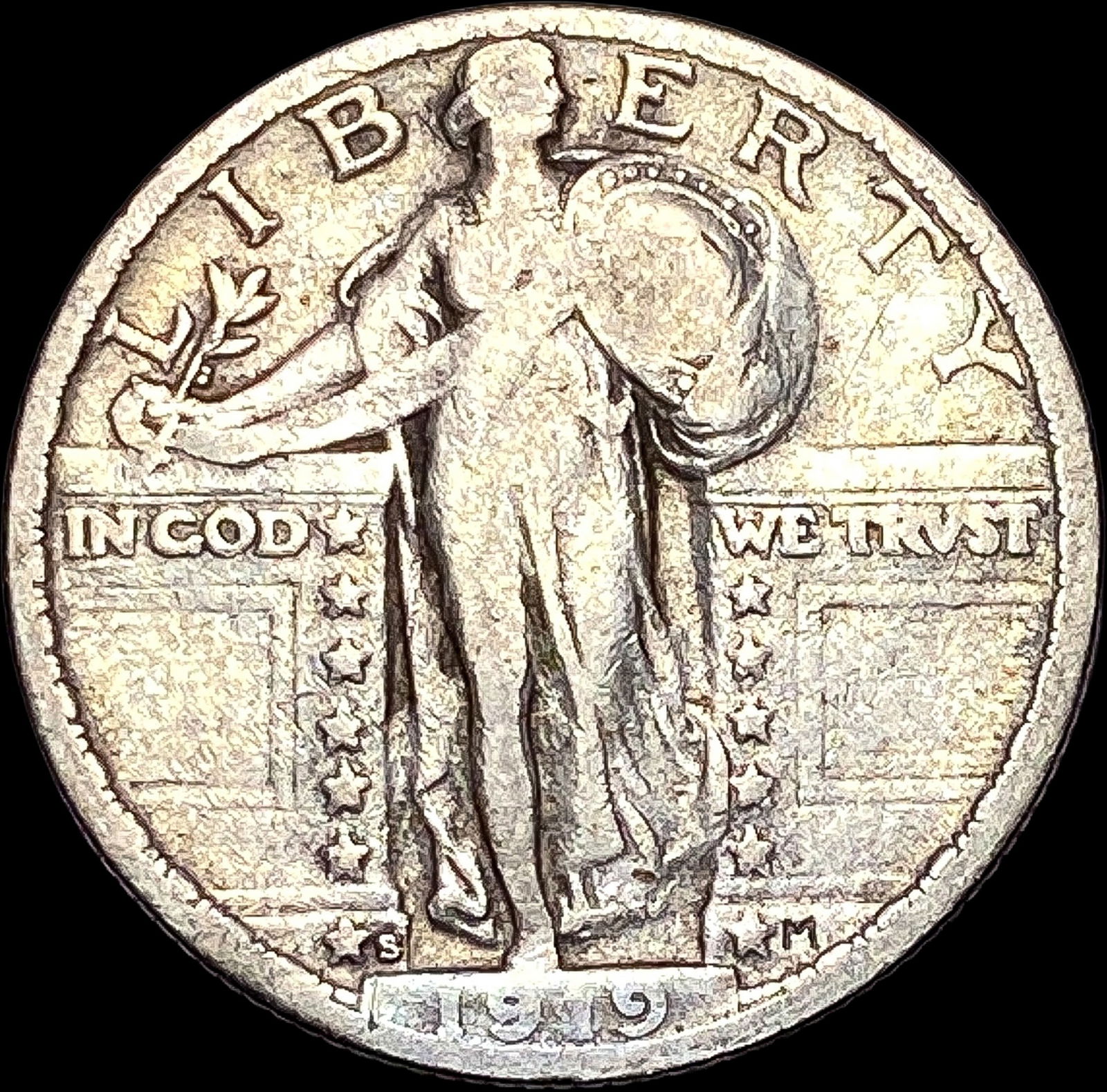 1919-S Standing Liberty Quarter NICELY CIRCULATED (1 of 2)