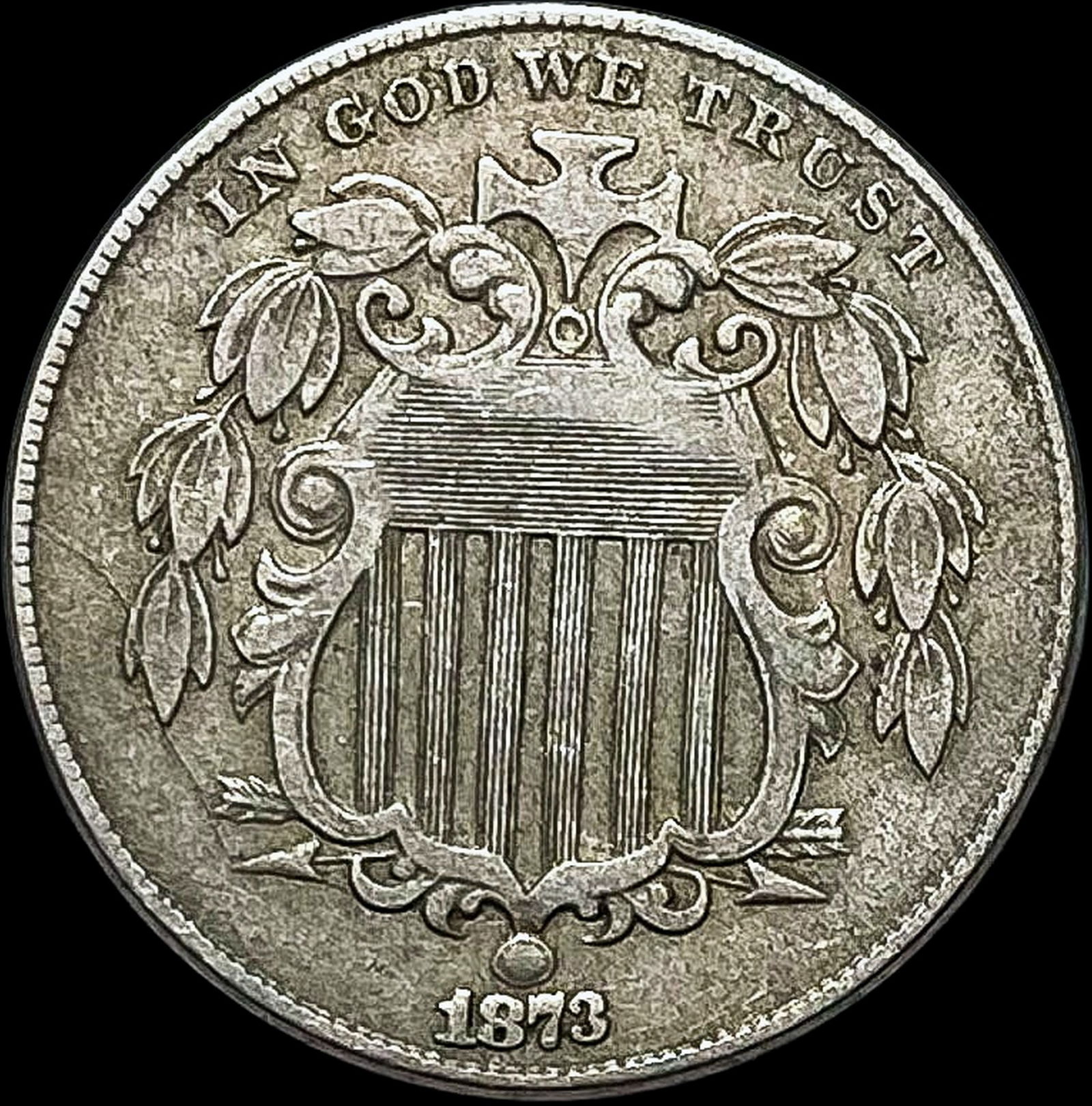 1873 Shield Nickel NEARLY UNCIRCULATED (1 of 2)
