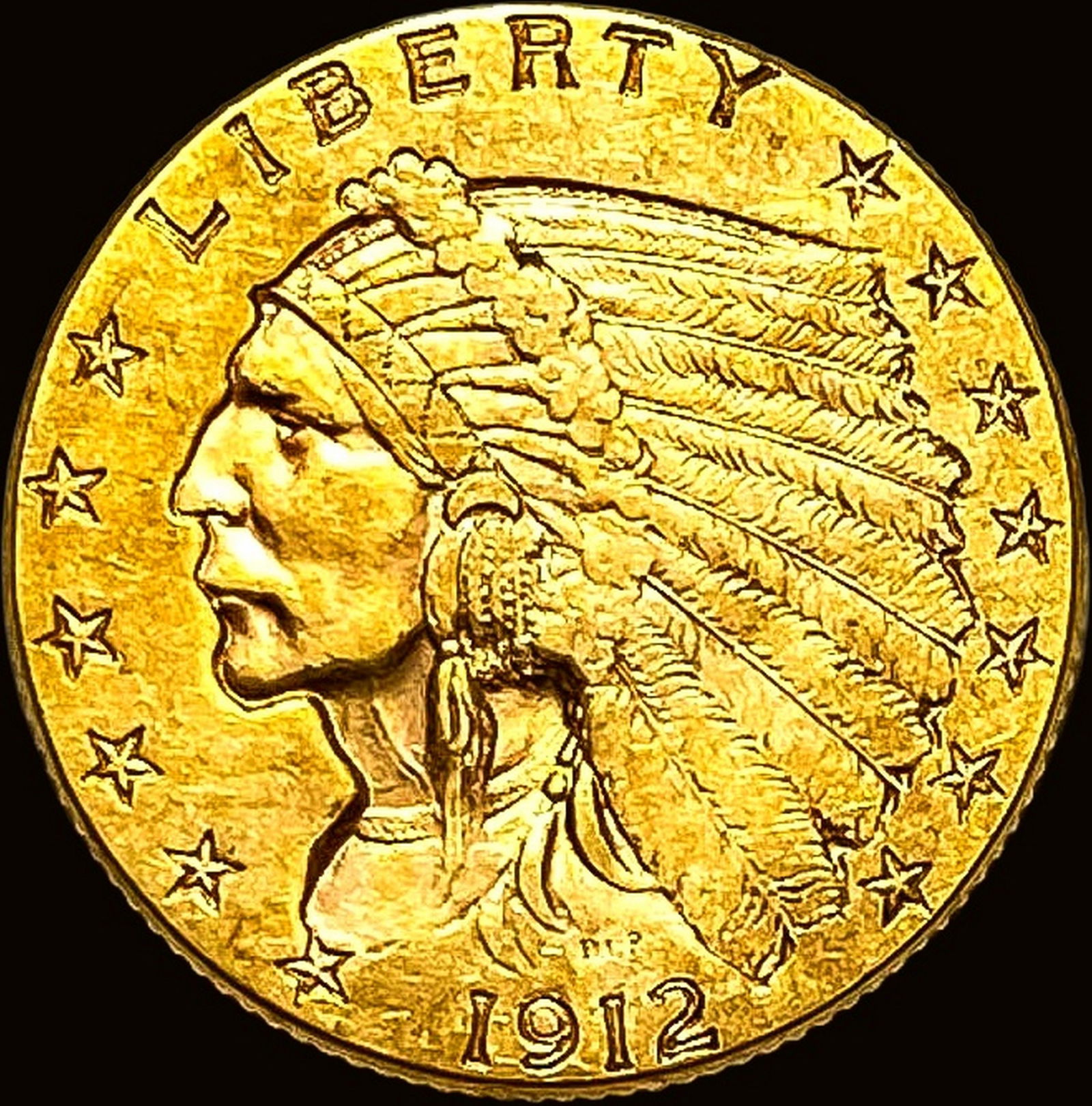 1912 Indian Head Gold $2.5 Quarter Eagle CLOSELY UNCIRCULATED (1 of 2)