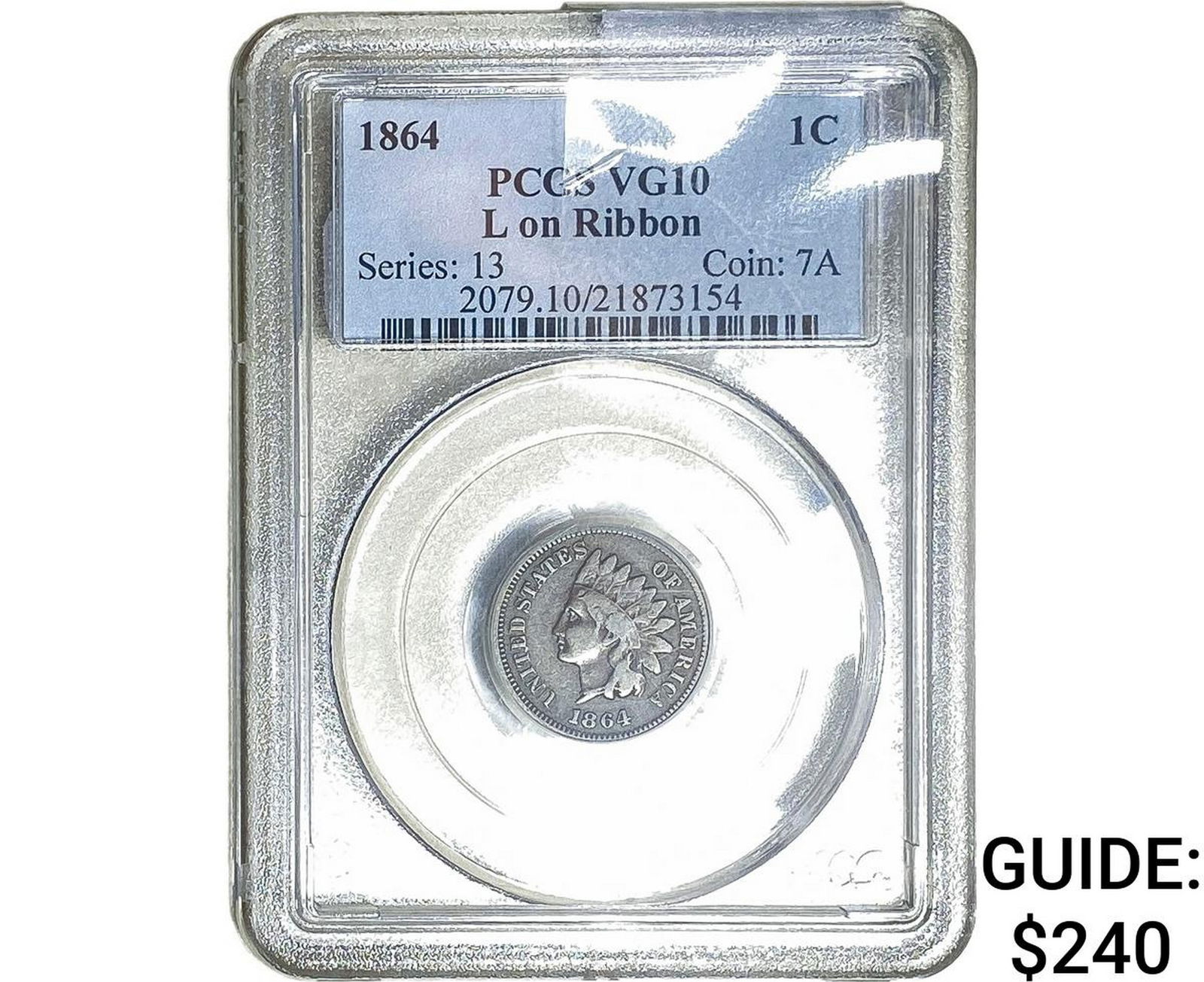 1864 Indian Head Cent PCGS VG10 L on Ribbon (1 of 2)