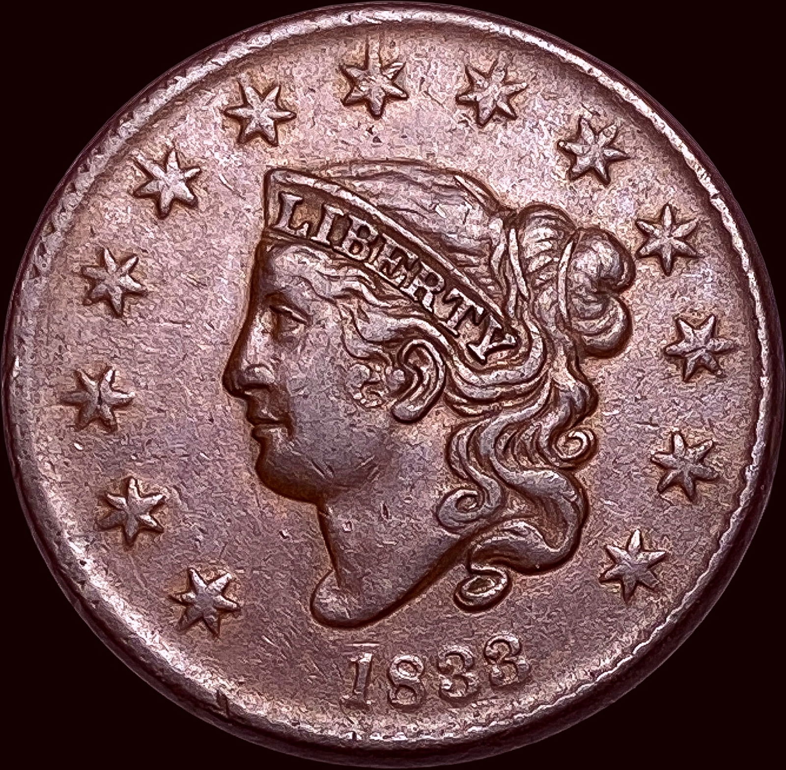 1833 Coronet Head Large Cent CLOSELY UNCIRCULATED (1 of 2)