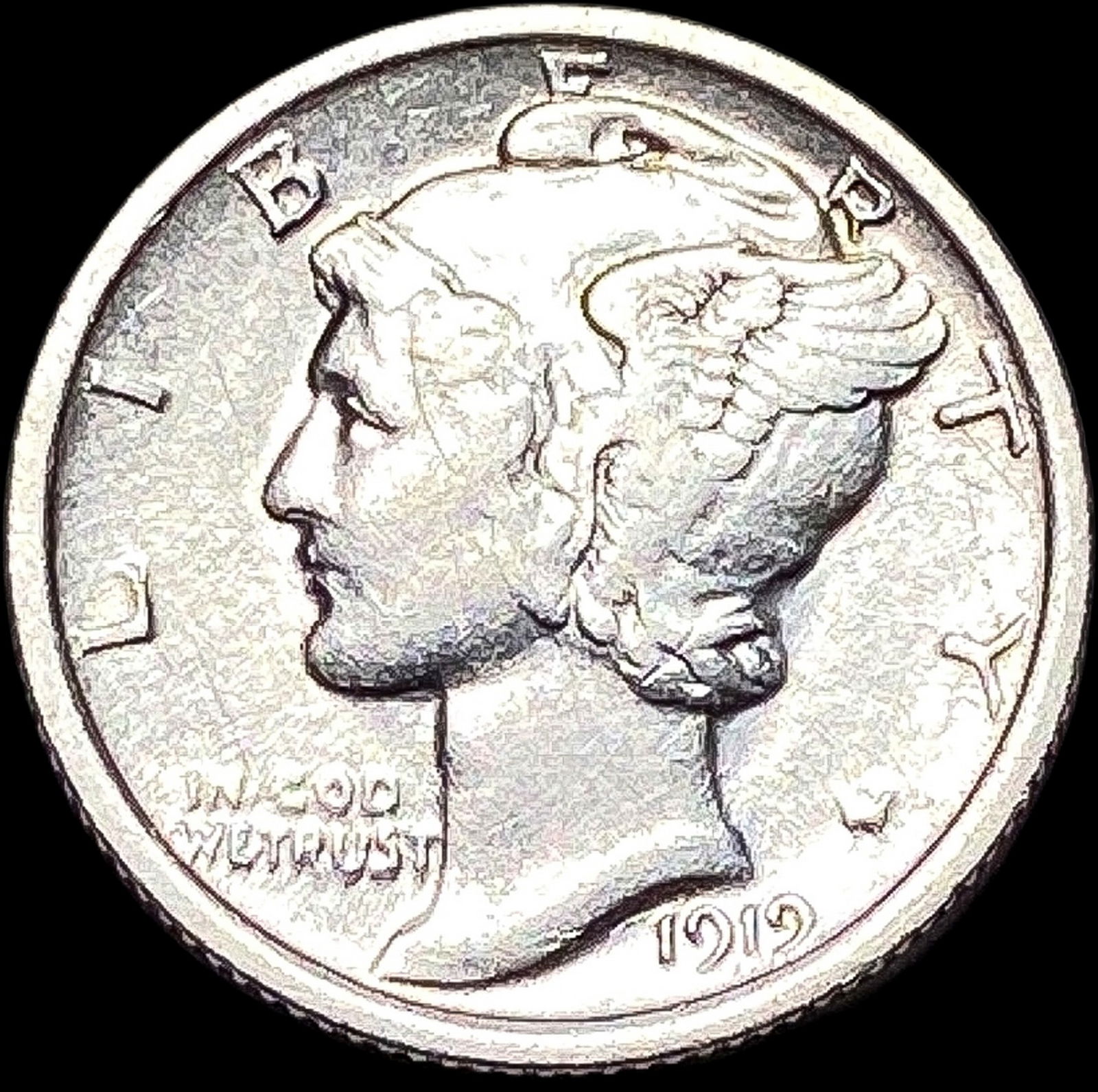 1919 Silver Mercury Dime LIGHTLY CIRCULATED (1 of 2)