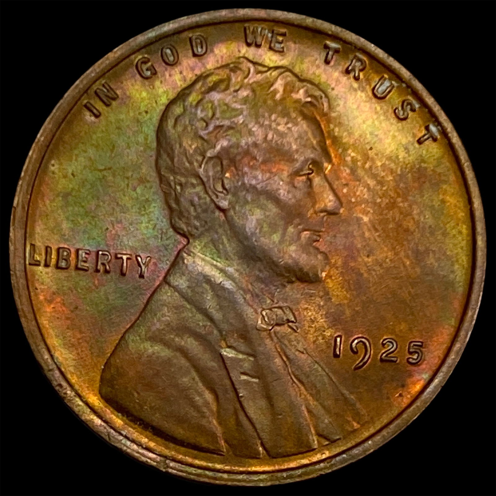 1925 Toned Lincoln Wheat Cent CHOICE BU (1 of 2)