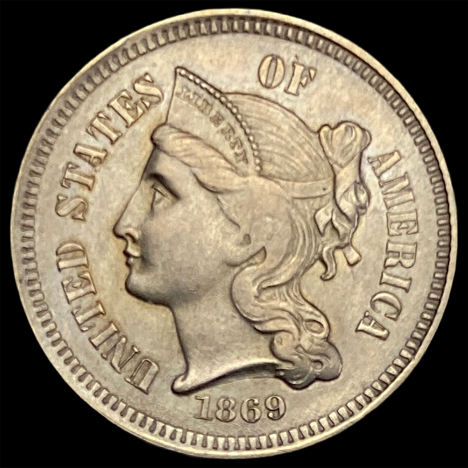 1869 Nickel Three-Cent Piece UNCIRCULATED (1 of 2)