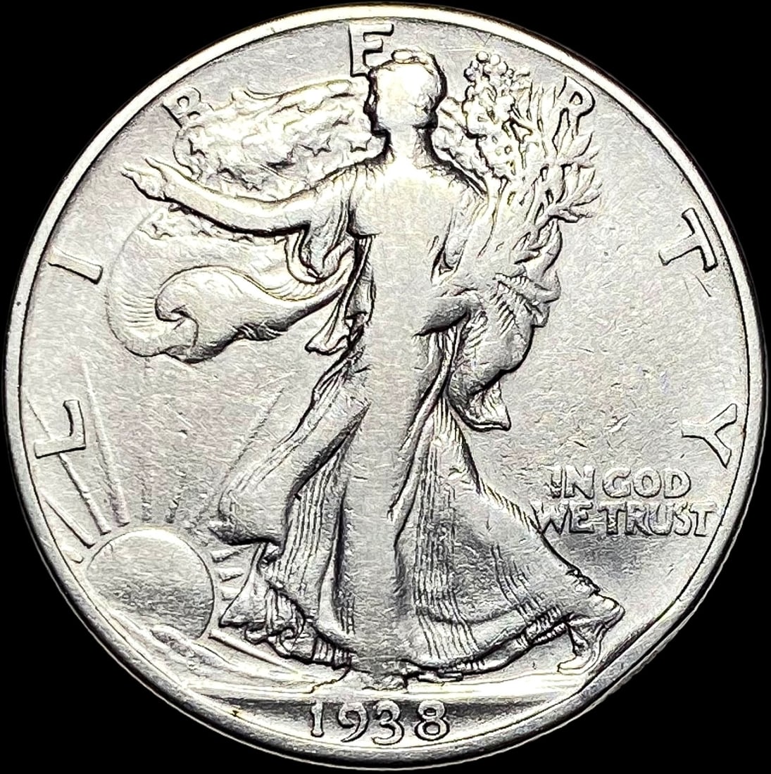 1938-D Silver Walking Liberty Half Dollar  LIGHTLY CIRCULATED (1 of 2)
