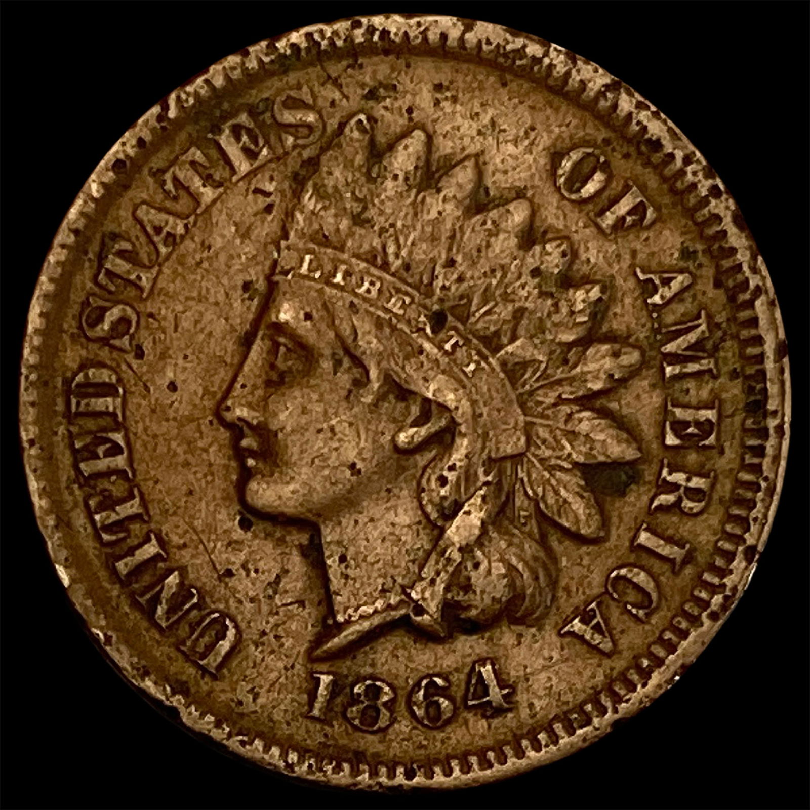 1864-L Bronze Indian Head Cent NEARLY UNCIRCULATED (1 of 2)